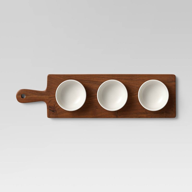 4pc Wood Cutting Board and Ceramic Bowl Set - Threshold™