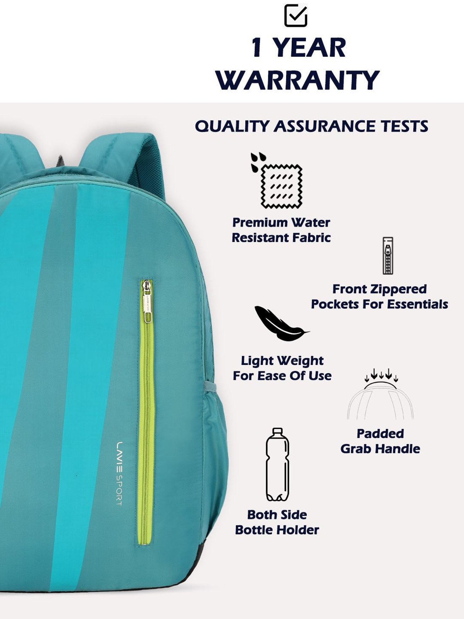 Lavie Sport Zolt 32L Laptop Backpack For Men & Women (Teal)