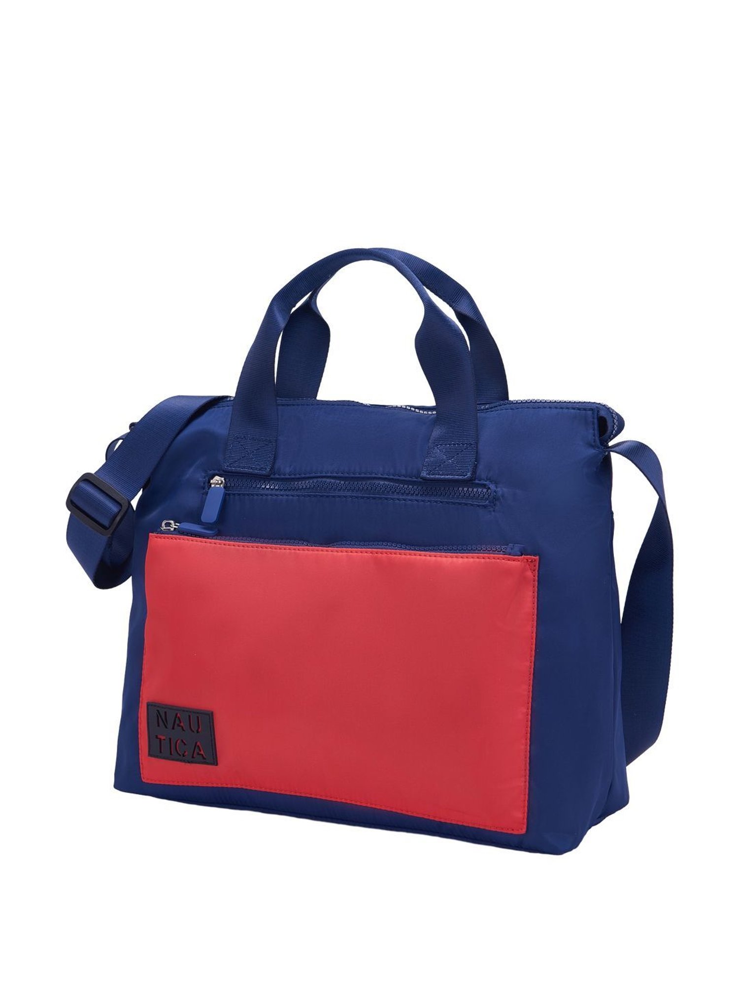 Nautica Navy Blue & Pink Color Block Medium Handbag