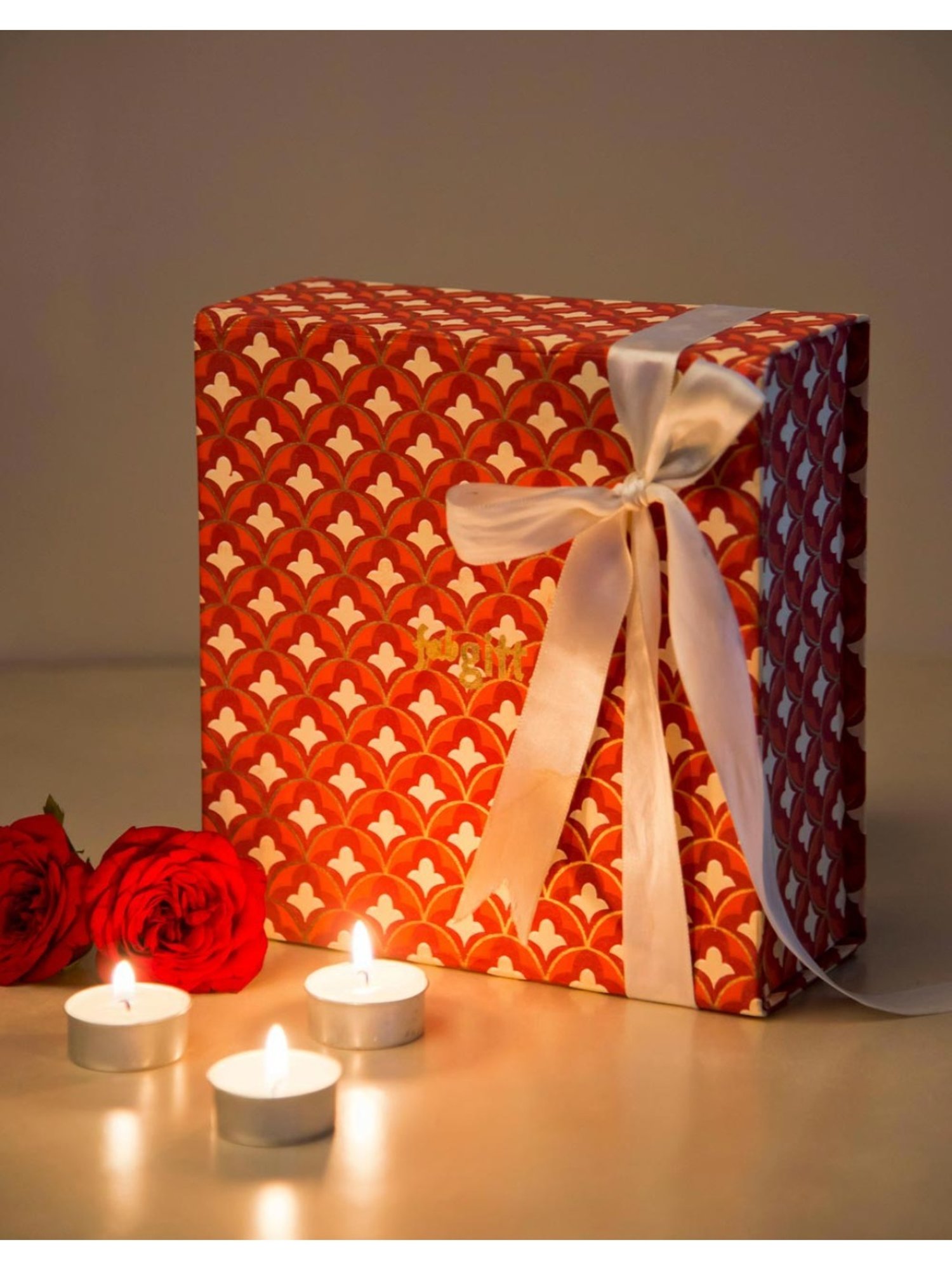 Fabindia Gulmohar Red Paper Embroidered Gift Box