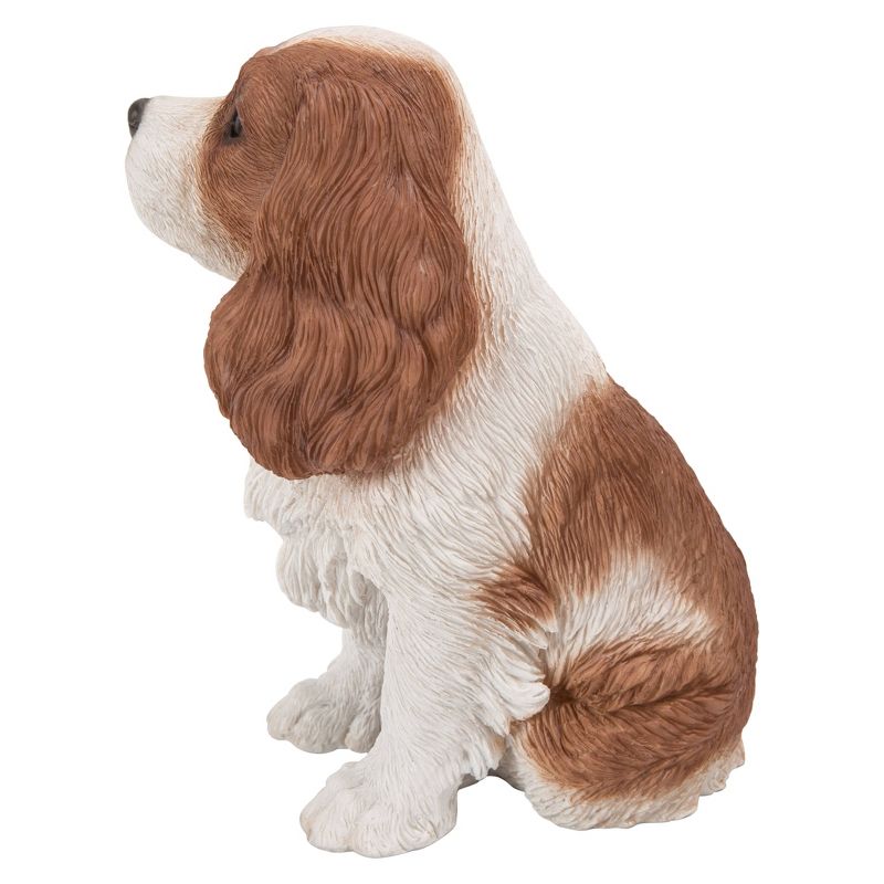 9" Polyresin Sitting King Charles Spaniel Outdoor Statue Brown/White - Hi-Line Gift