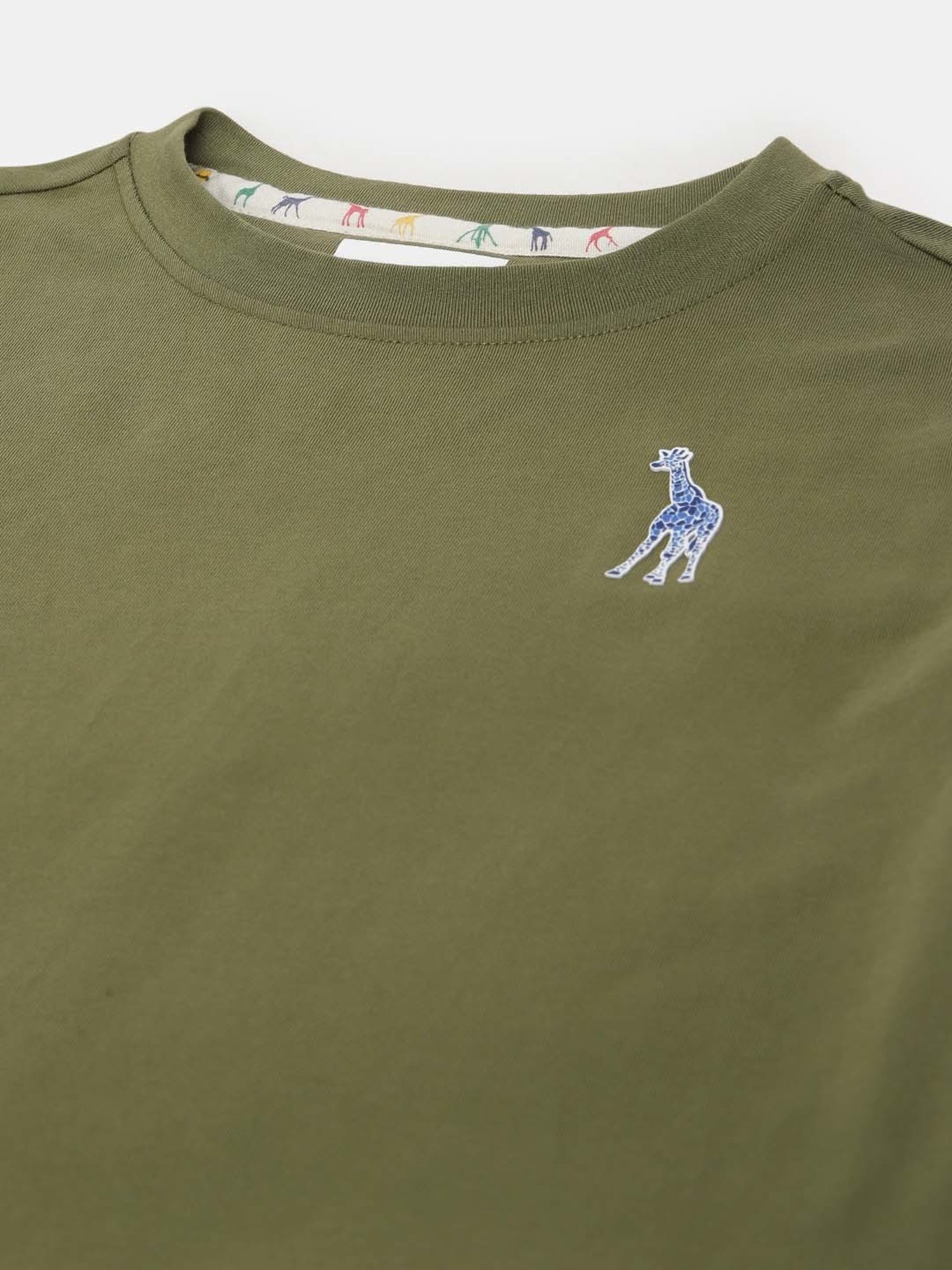 Blue Giraffe Kids Olive Cotton Logo T-Shirt