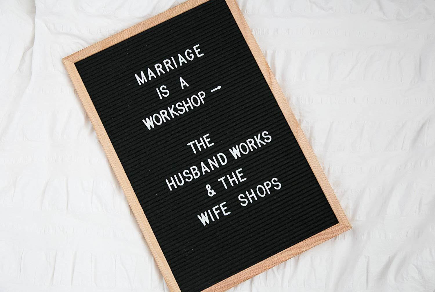 Word Up Premium Felt Letter Board (12x18, Oak Frame and Black Felt) with 300 3/4" Characters and Emojis and 350 1" Characters