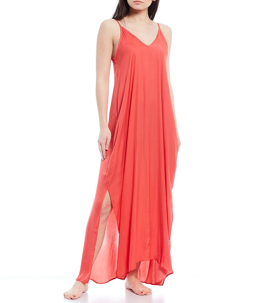 Van Winkle & Co. Solid Satin Maxi Chemise