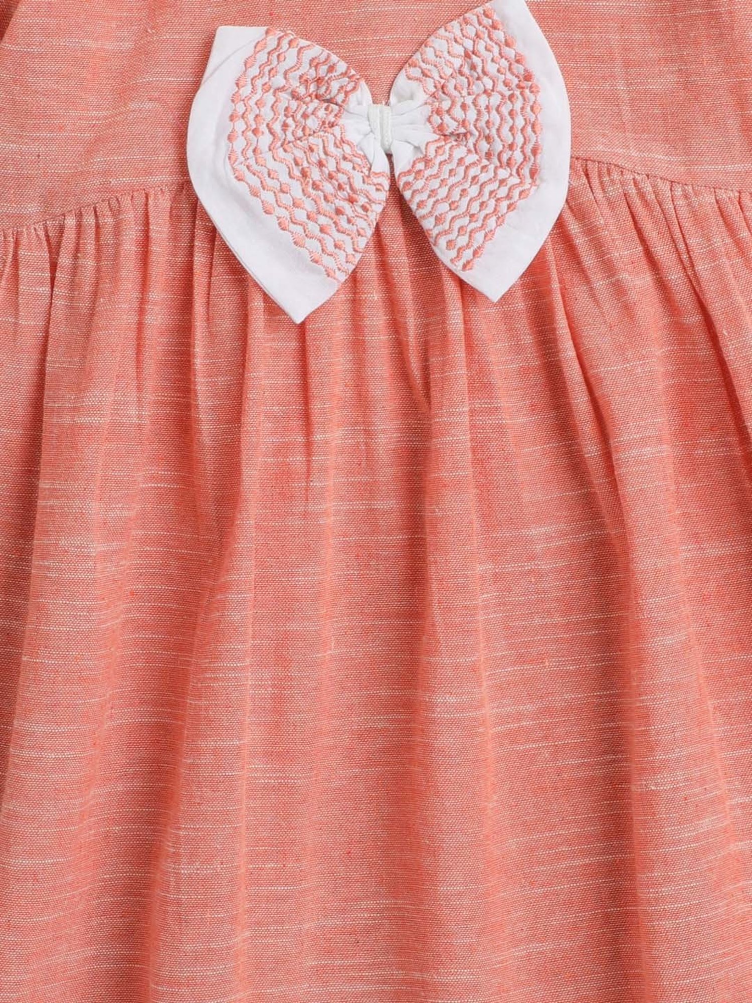 The Magic Wand Kids Peach Cotton Applique Dress