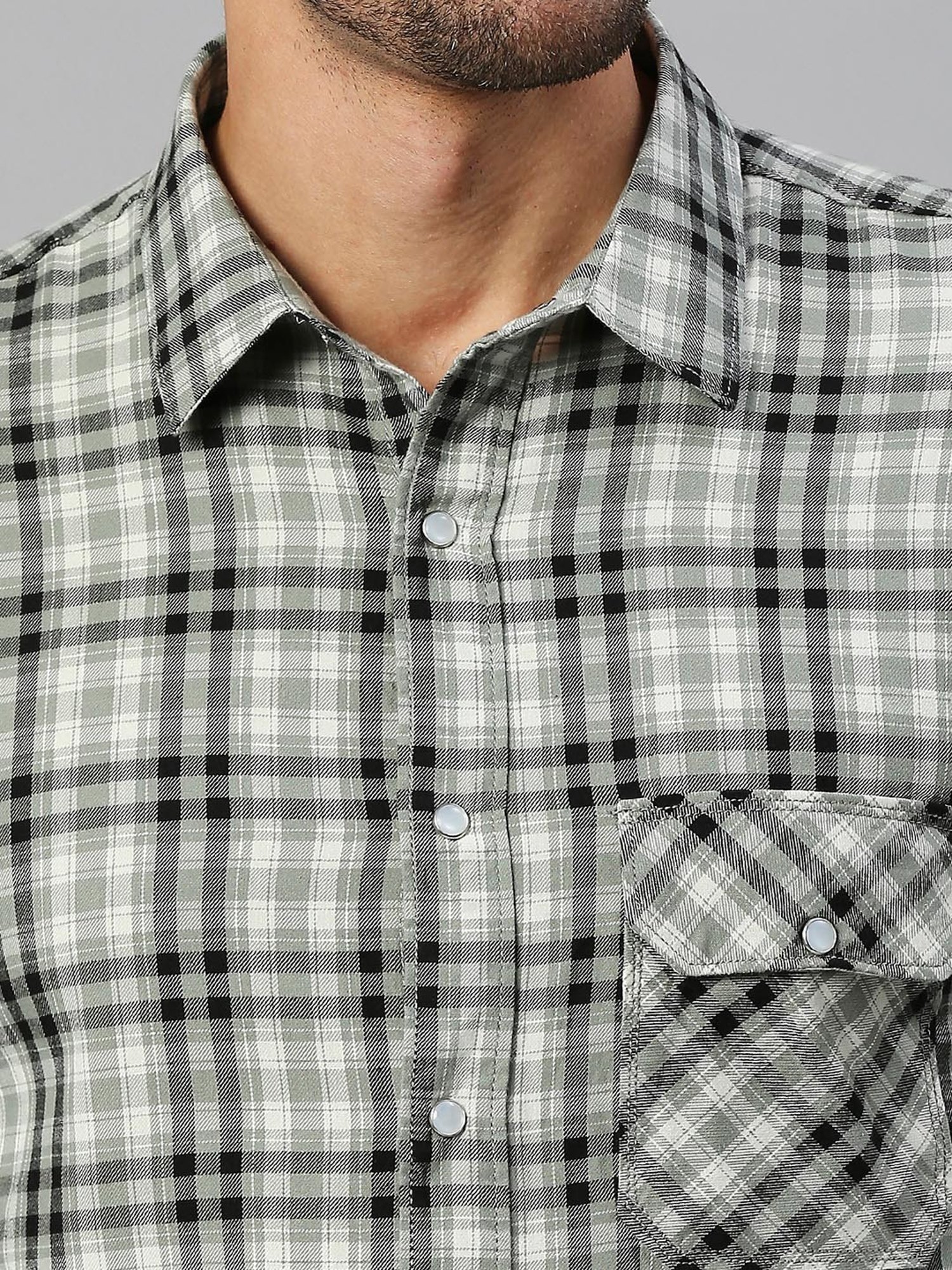 SOLEMIO Multicolor Slim Fit Check Cotton Shirt