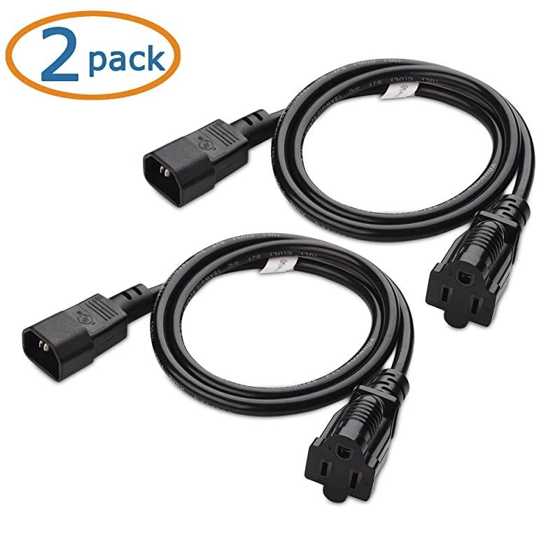 2Pack Computer Equipment to PDU Power Cord Power IEC C14 to NEMA 515R 3 Feet