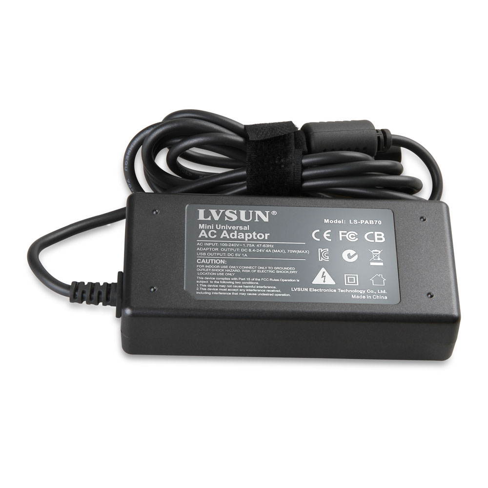 Lvsun Classic 70 Watt Universal Netbook Ac Adapter Laptop Power Supply Charger Fit for Hp&compaq 18.5v, 19v, Lenovo&ibm 20.5v, Acer 19v, Dell 18v, Hp & Samsung Ultrabook and More Devices