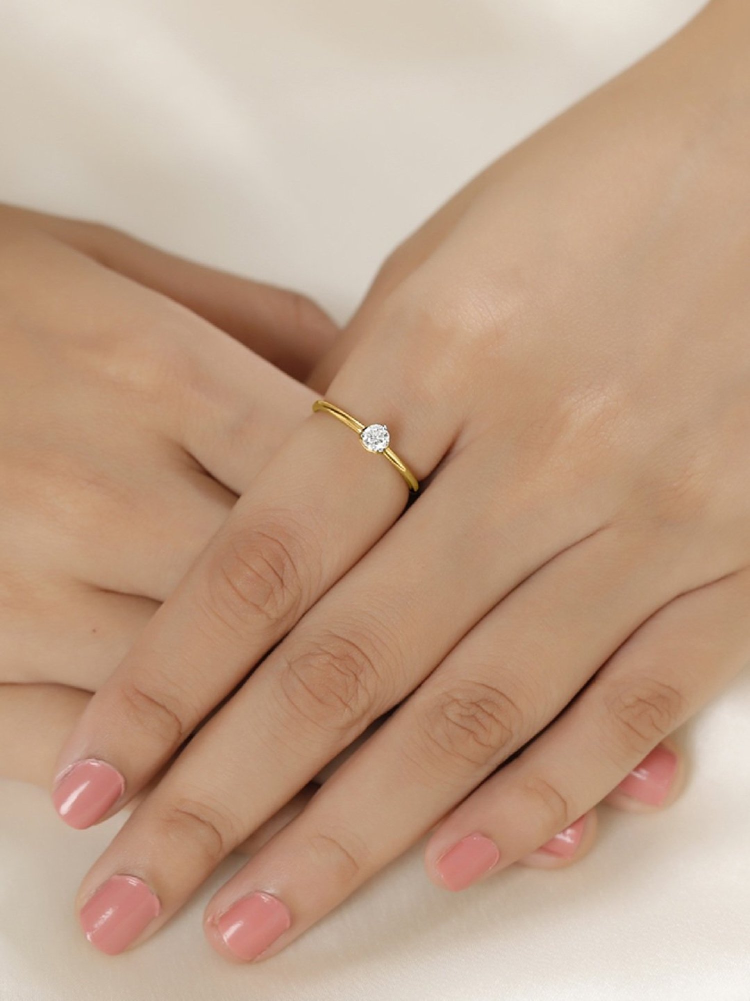 Mia by Tanishq 14k Yellow Gold Finger Ring with Solitaire