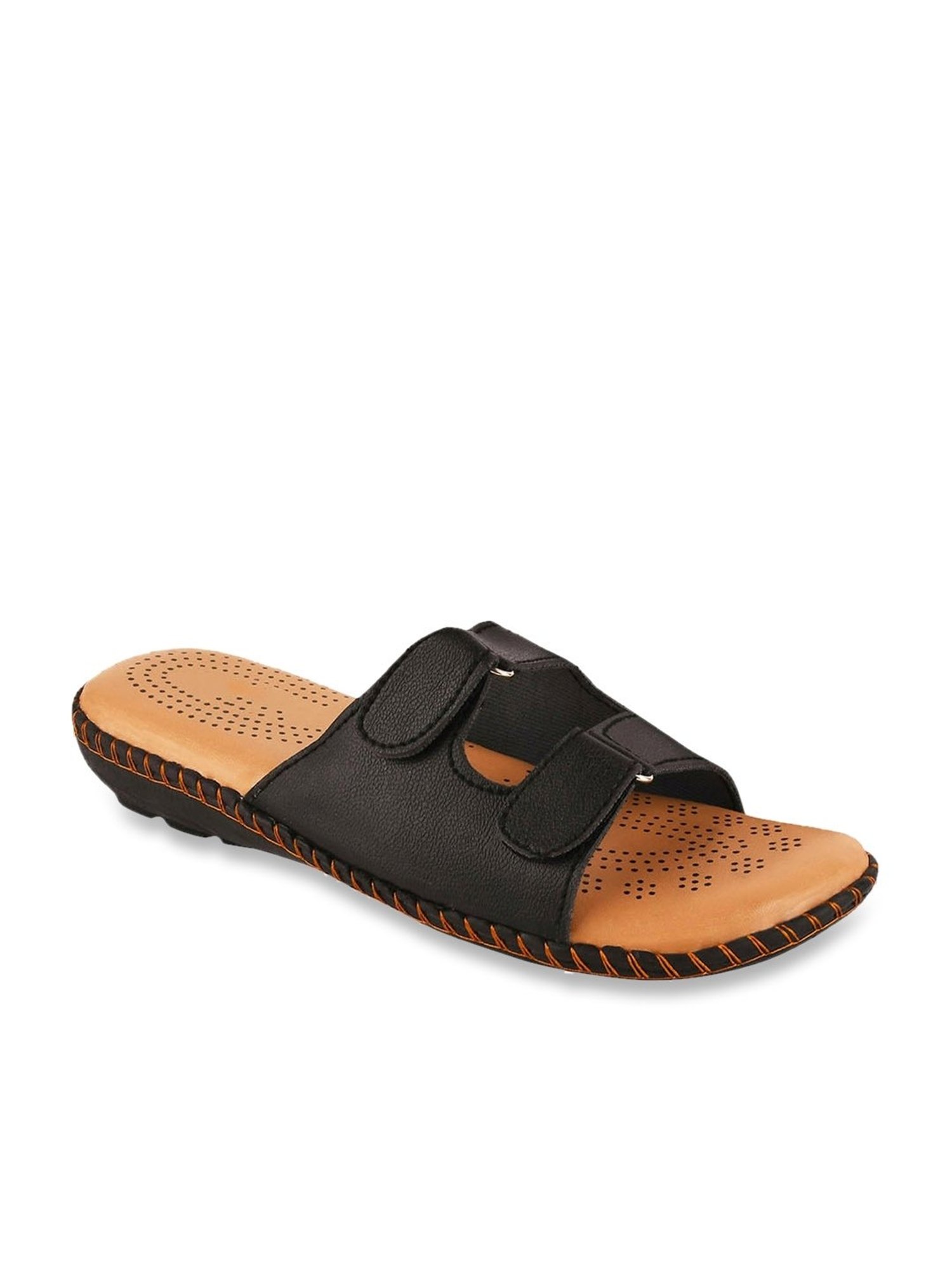 The White Pole Women's Black Casual Sandals