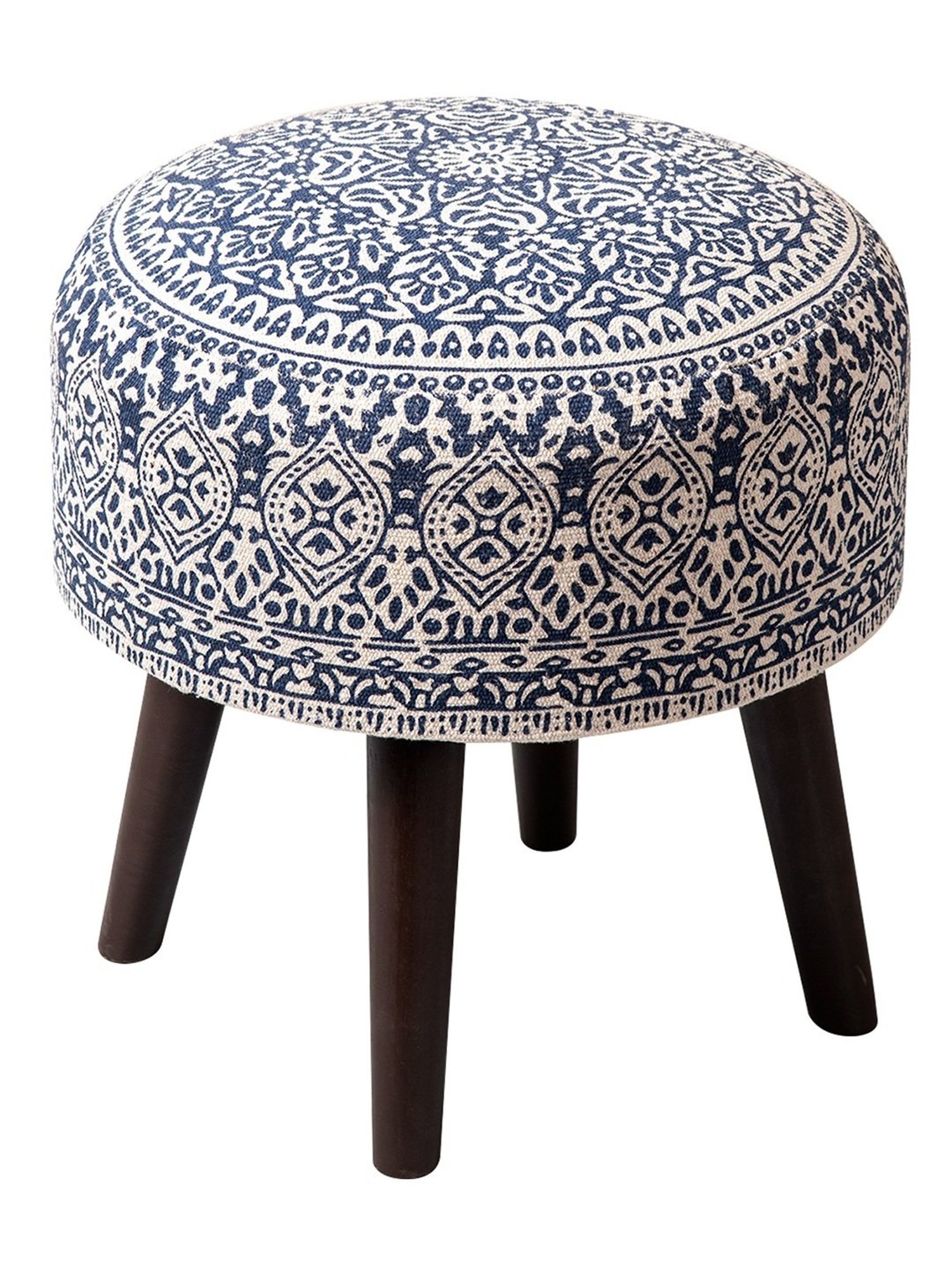 Chumbak French Sahara Solid Mustard Yellow Wood Ottoman