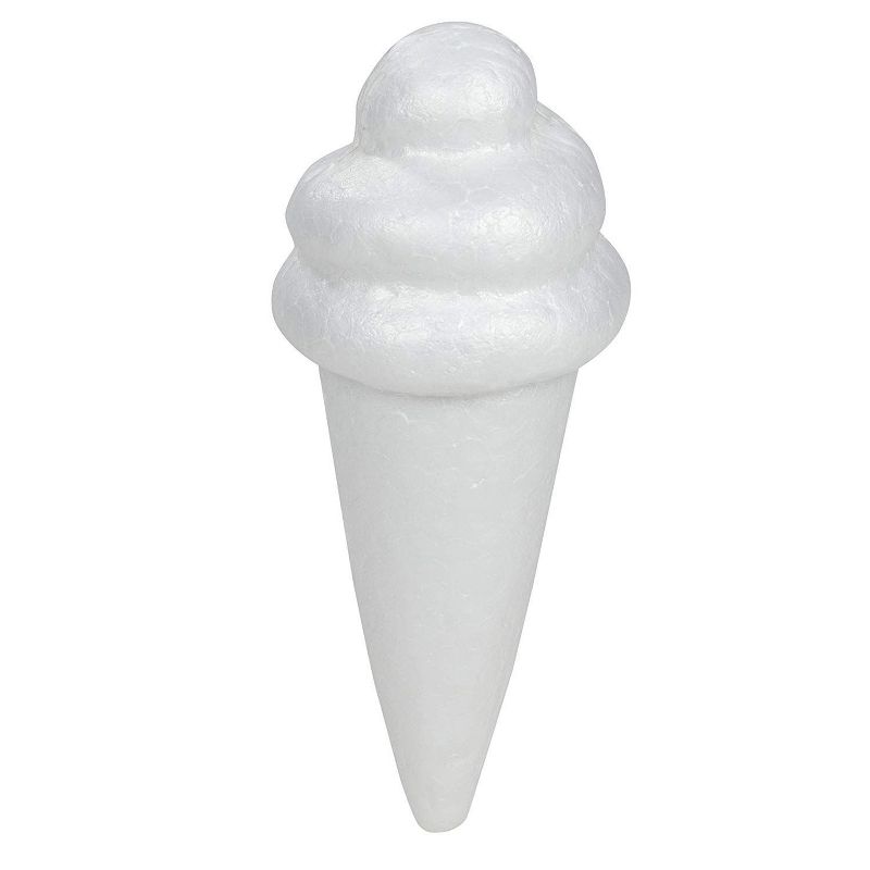 Genie Crafts 12 Pack White Ice Cream Shaped Polystyrene Foam Sculptures for DIY Arts & Crafts, 6 x 2.5 in