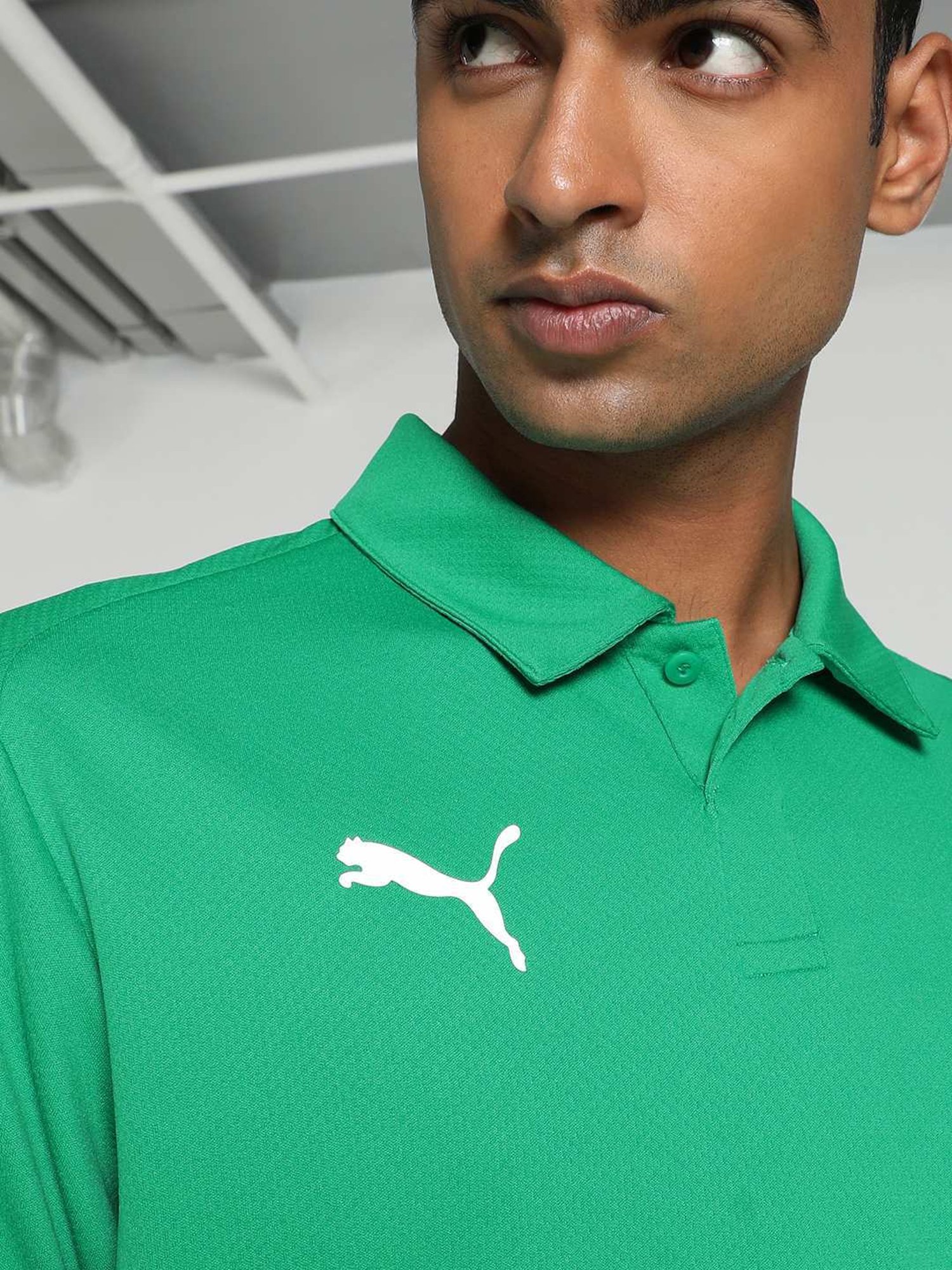 Puma teamGOAL Football Green Regular Fit Sports Polos