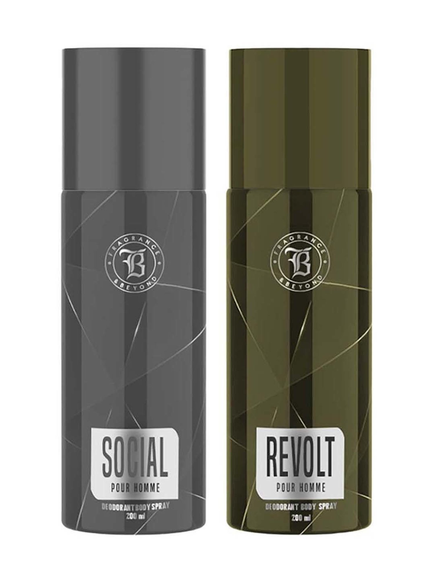 Fragrance & Beyond Revolt and Social Deodorant Body Spray for Men Pack of 2