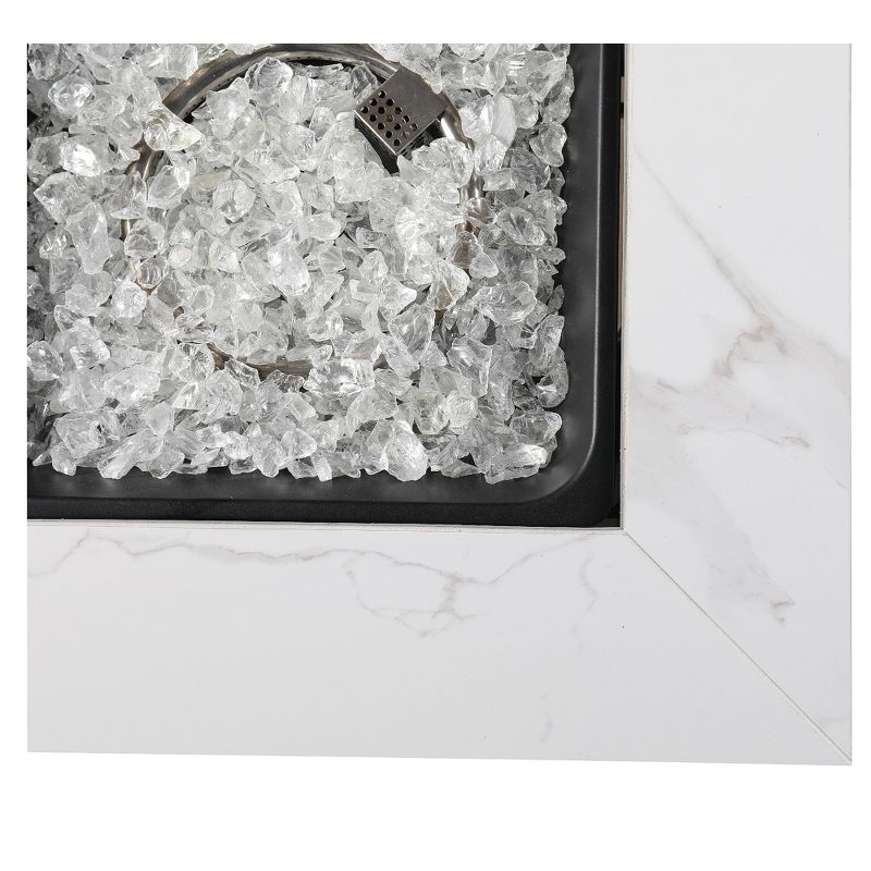 Endless Summer All Weather Outdoor Fire Pit with Faux Marble Finish, White Glass