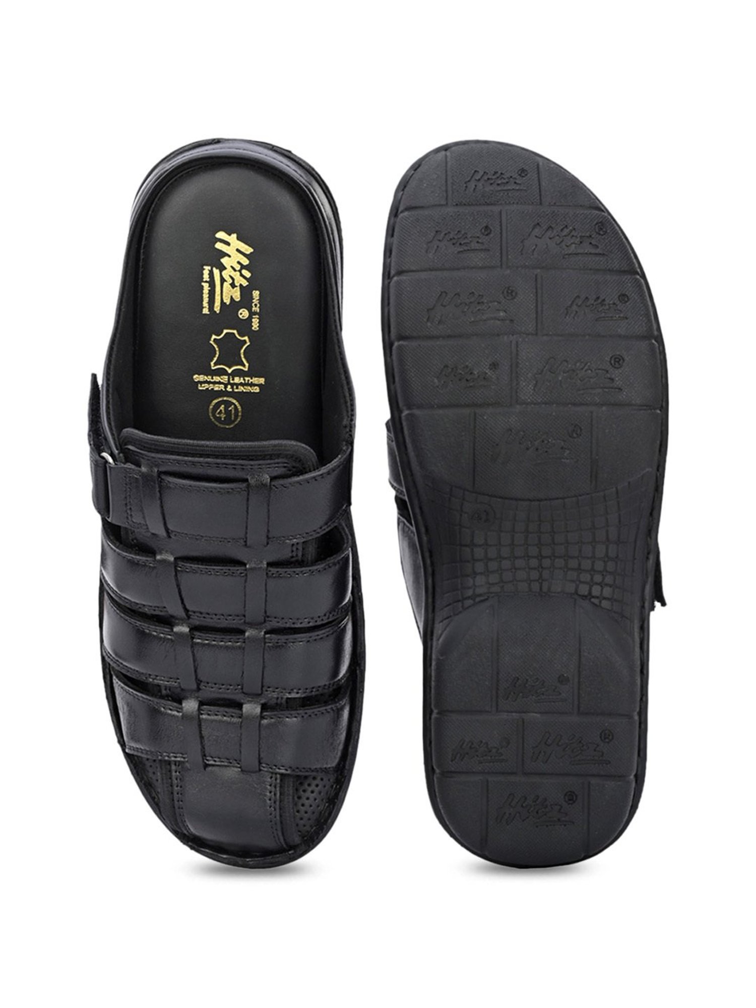 Hitz Men's Black Fisherman Sandals