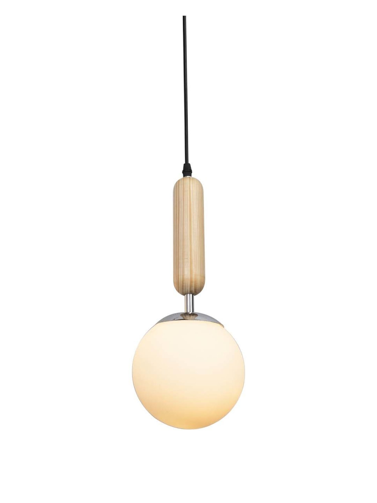 Homesake Beige Wood Bullet Lamp With Chrome Cap