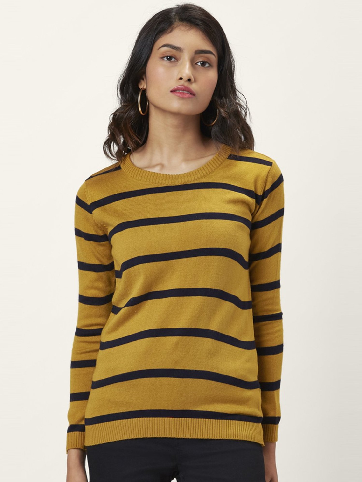 Honey by Pantaloons Mustard Striped Sweater