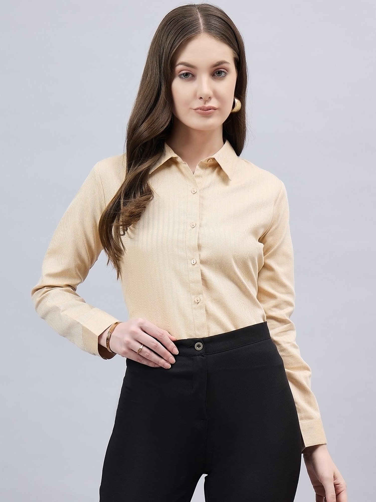 Style Quotient Beige Regular Fit Formal Shirt