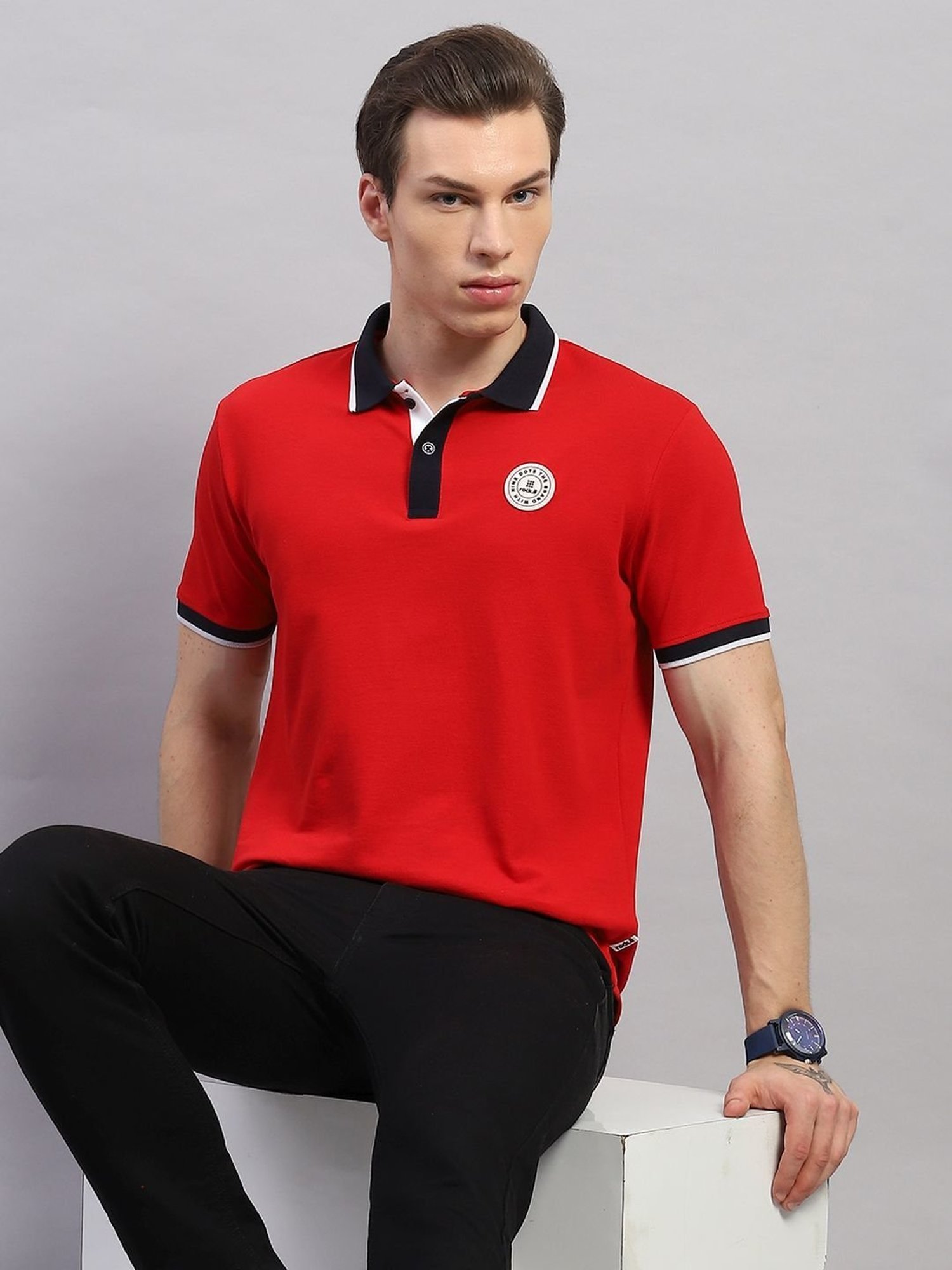 Rock.It Red Cotton Regular Fit Polo T-Shirt