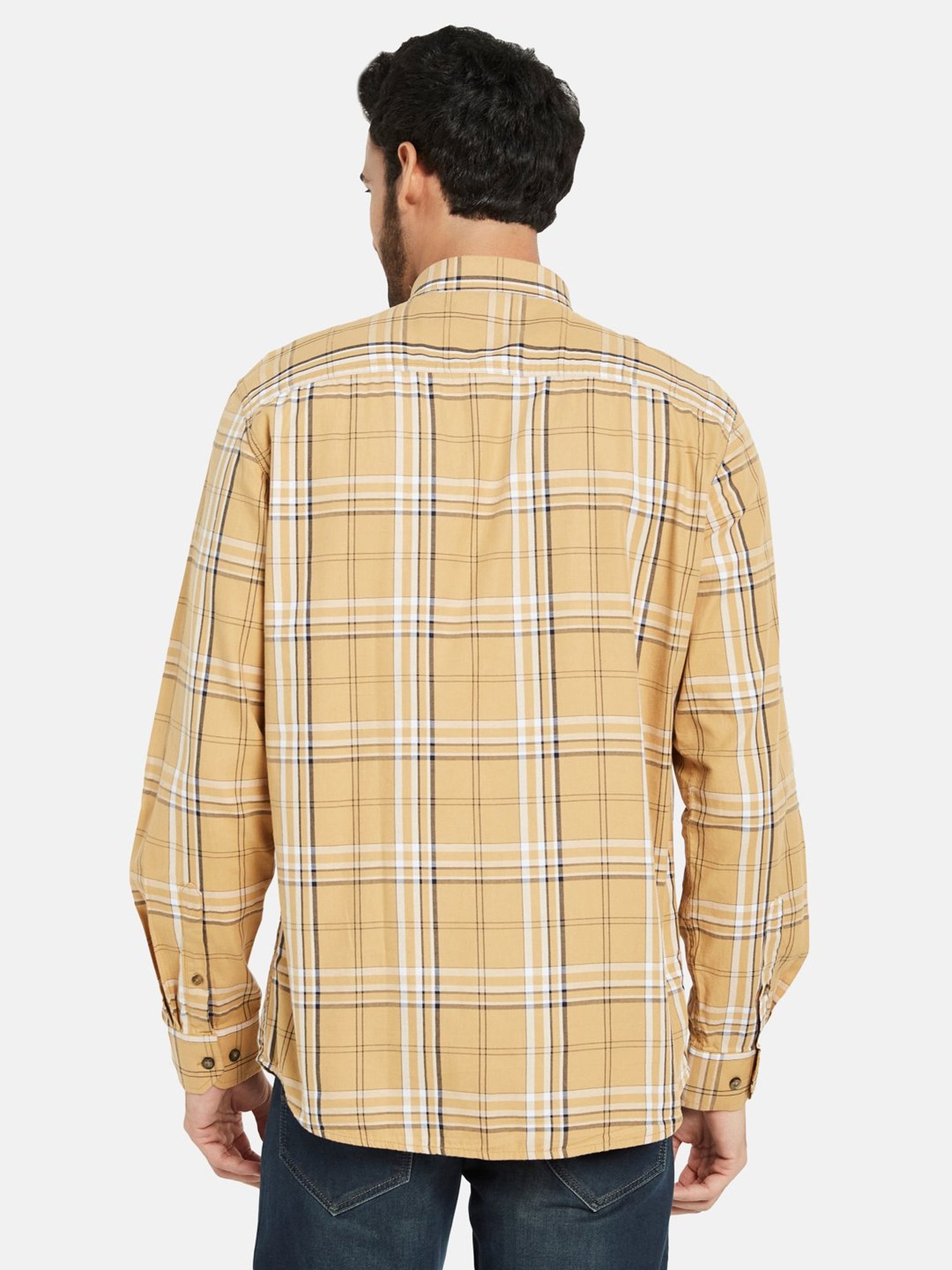 METTLE Mustard Regular Fit Check Shirt