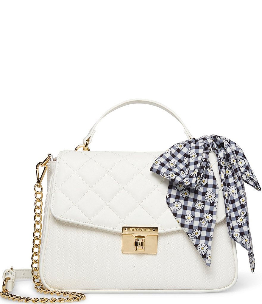 Betsey Johnson Chain Daisy Scarf Detail Satchel Bag