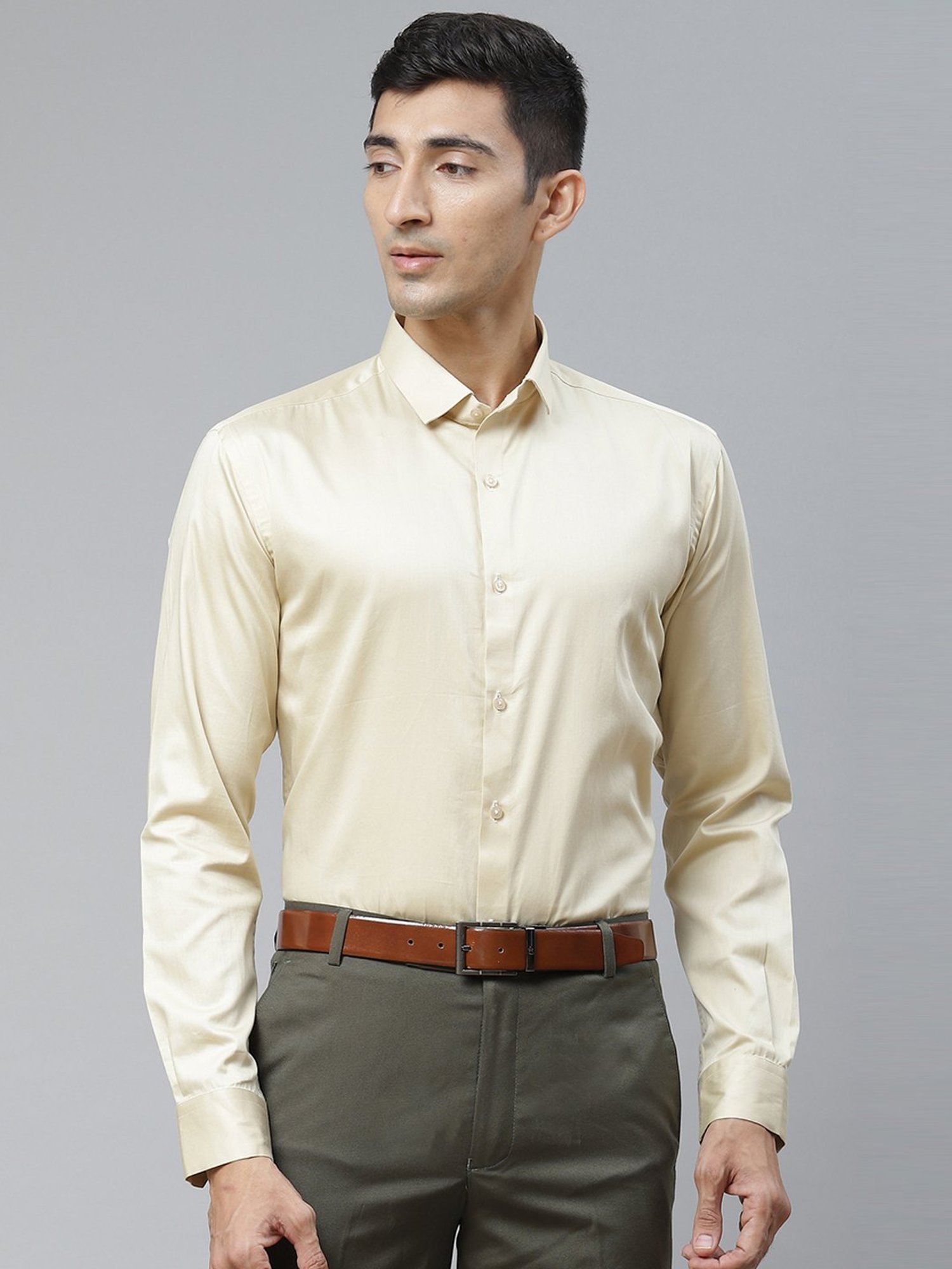ManQ Beige Slim Fit Shirt