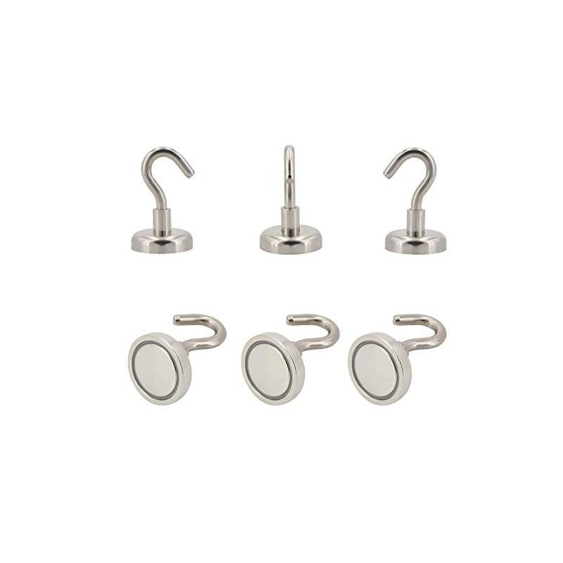 Magnetic Hooks Refrigerator,Cruise Ship Accessories, 50LBS Super Magnets with Neodymium Rare Earth for Hanging, Door Holder, Keys, Home, Office, Refrigerators, BBQ, Pack of 6.