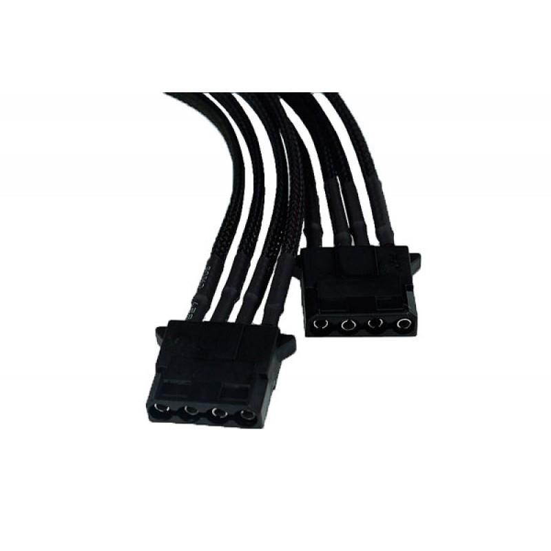 Phobya 4-Pin Molex to 2x Molex Splitter Cable - 20cm | Black (81117)