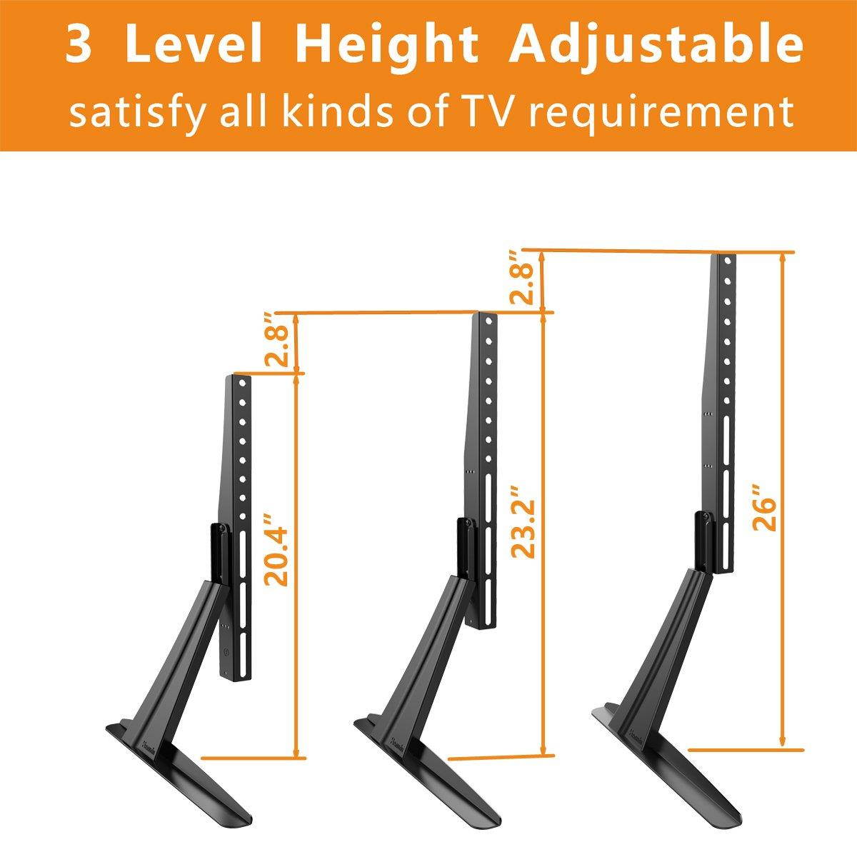 Hemudu Universal Table Top TV Stand Base VESA Pedestal Mount for 27 inch to 55 inch TVs with Cable Management and Height Adjustment,Holds up to 125lbs