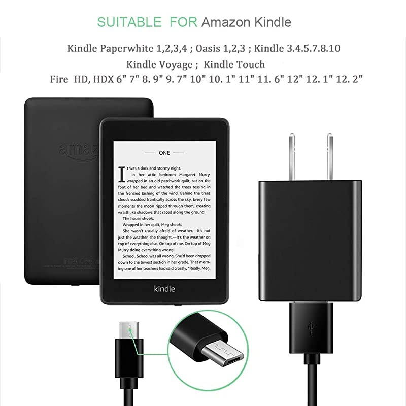 Charger AC Power Supply Charger for Kindle Paperwhite 3 Oasis Voyage with 5FT Charging Cable