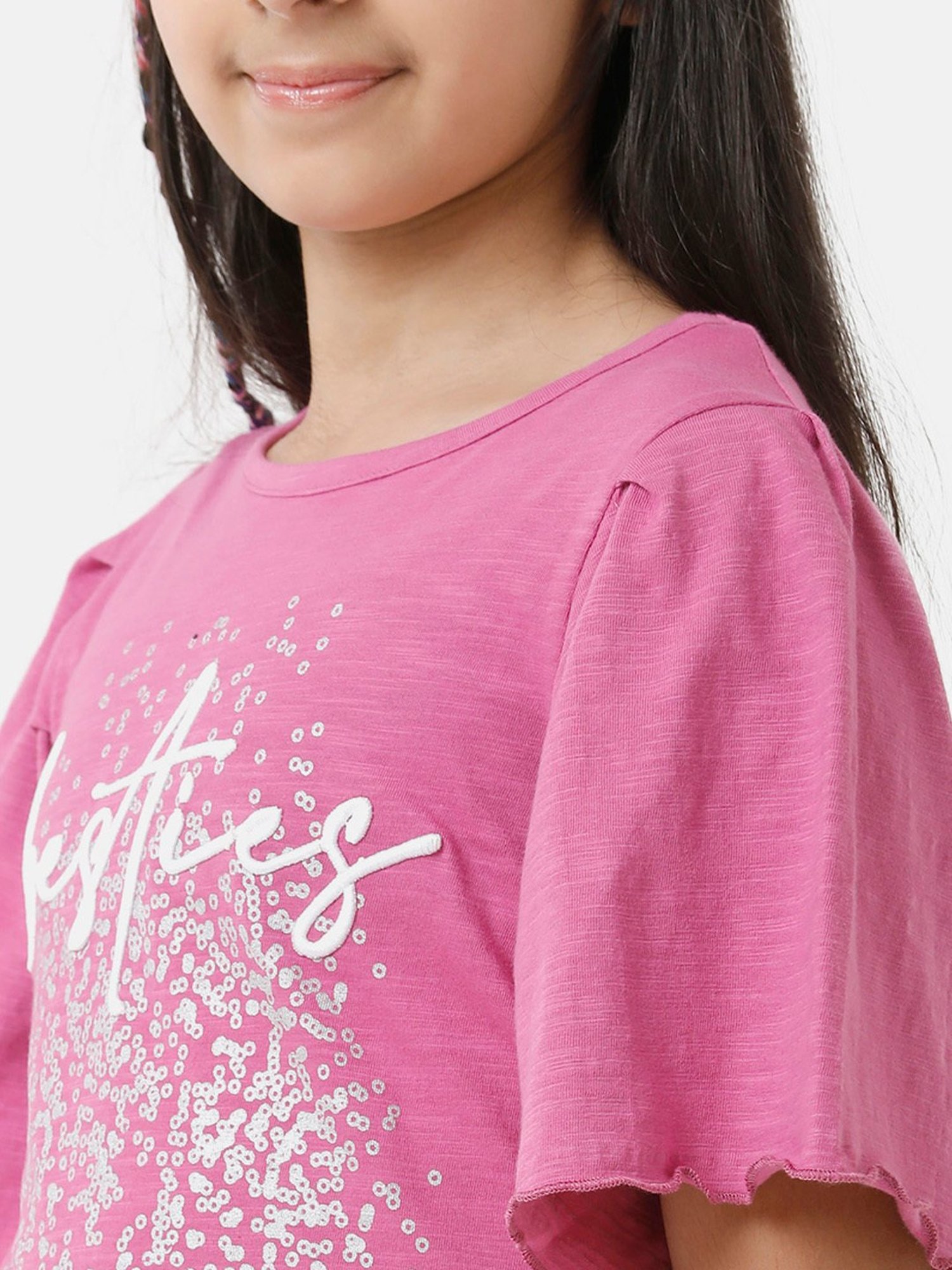 Under Fourteen Only Kids Pink Embellished Top