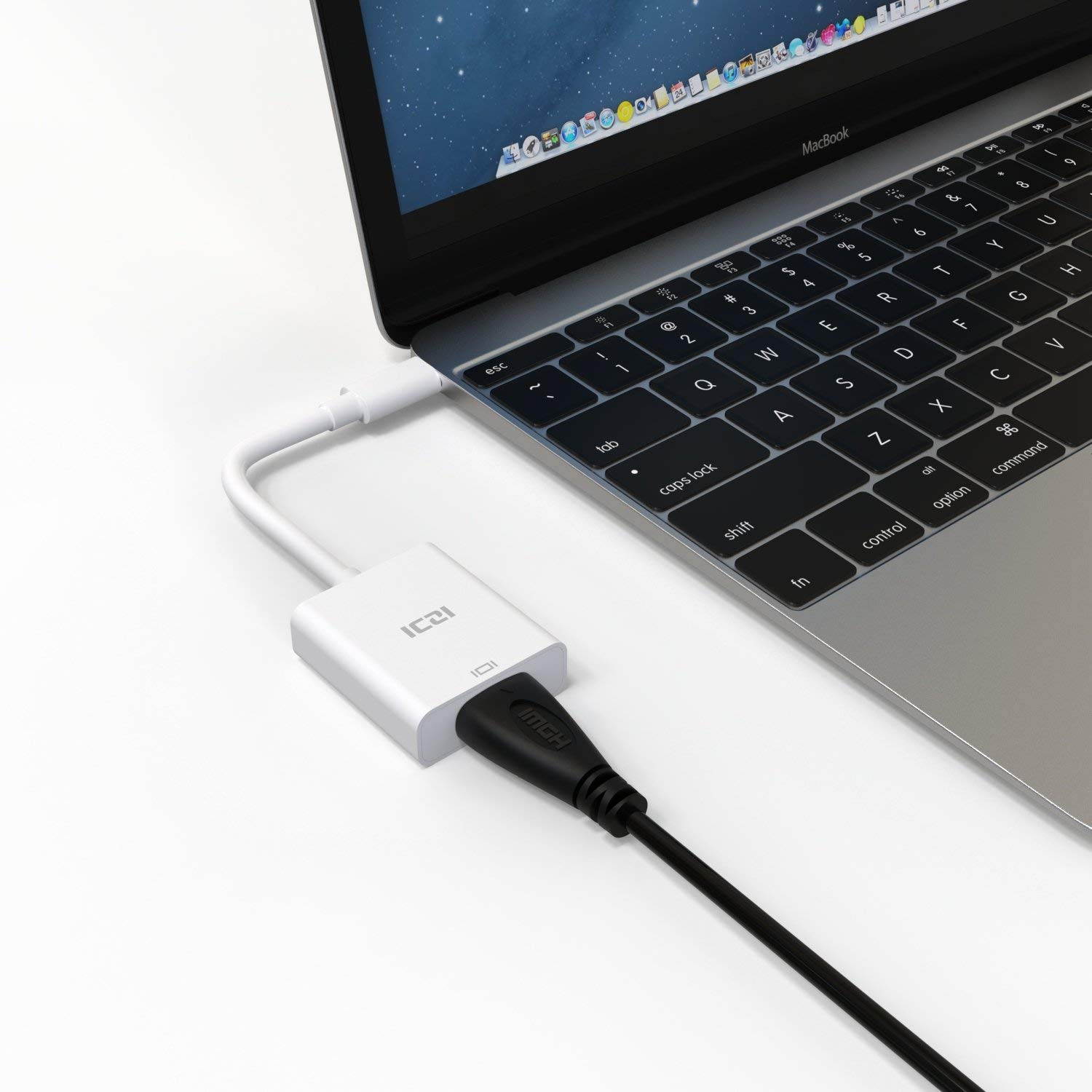 USB C to HDMI, ICZI Type C to HDMI (Thunderbolt 3 to HDMI) Adapter for MacBook Pro 2018, MacBook Pro/Chromebook Pixel, Dell XPS13/15, Huawei Mate 10, Samsung S8/S8 Plus and More, 4K, White