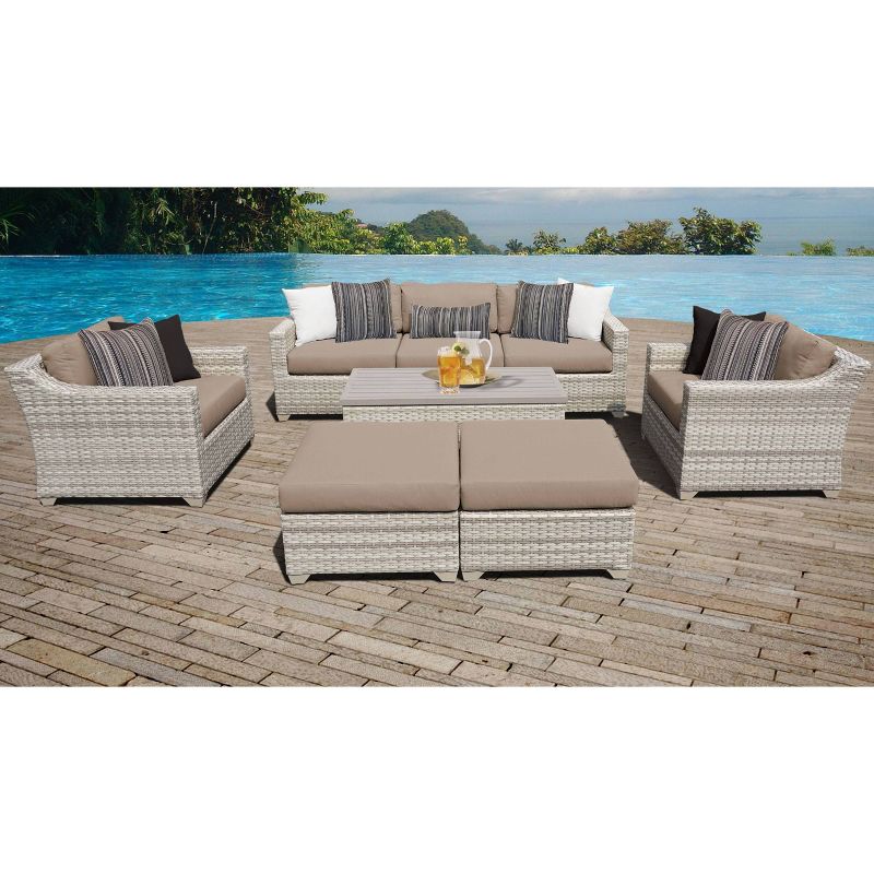 3pc Outdoor Wicker Conversation Set with Sofa Chairs & Table - Crestlive Products