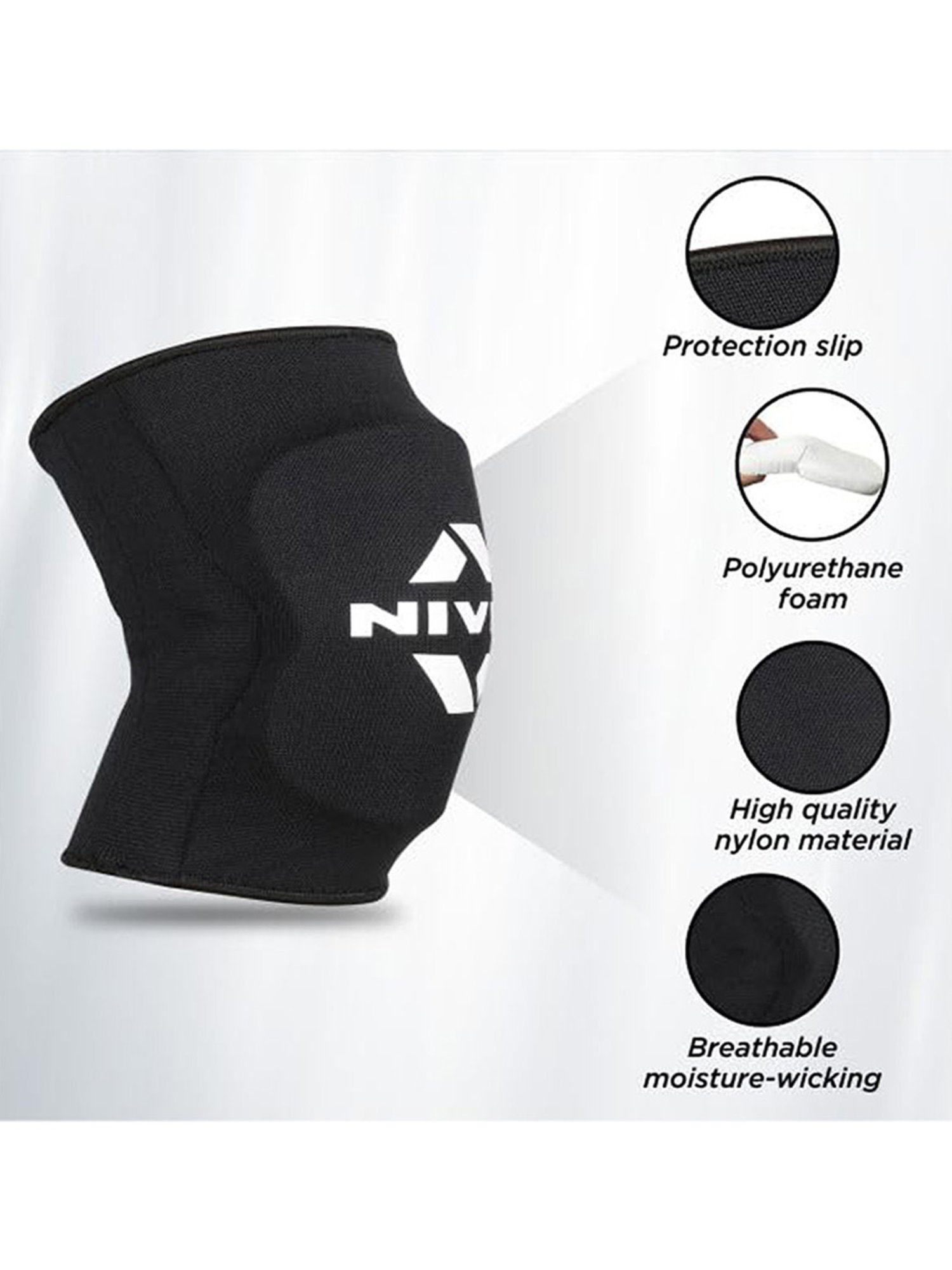 Nivia Reversible Volleyball Knee Pad (Black) Size - Free Size