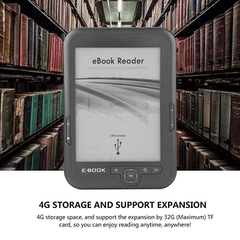 Reader, 6in E-Ink Reader 4G Reader Resolution 800 x 600 Blue Cover, 16 Gray Levels,167DPI, for 29 Languages to Choose