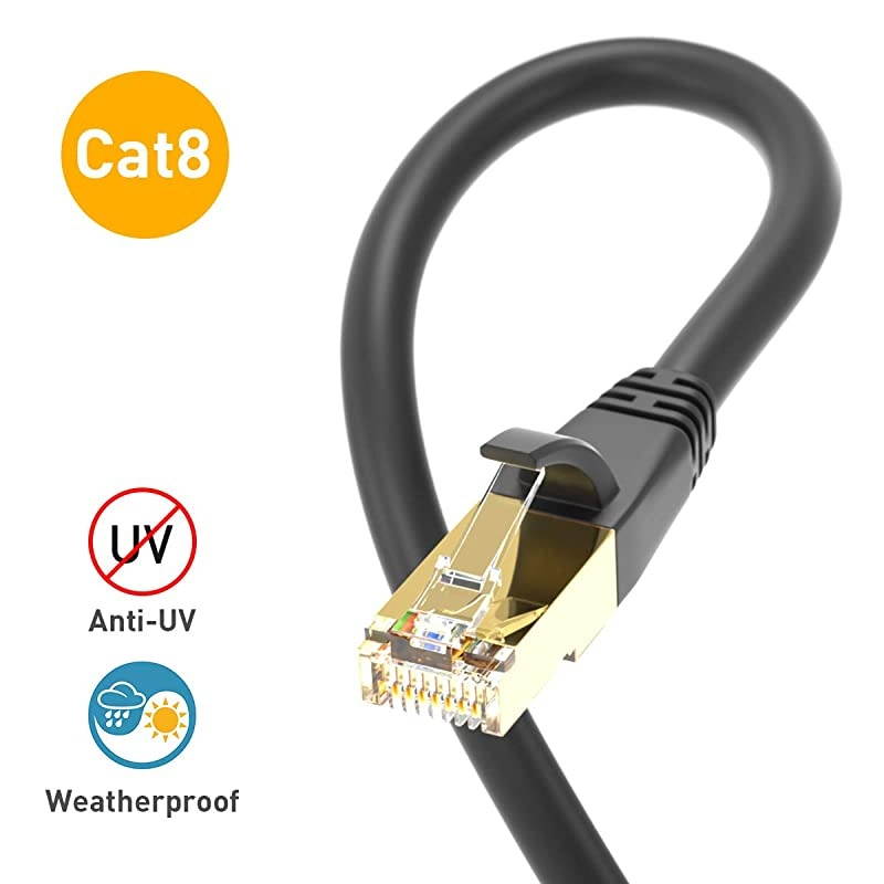 Cable Ethernet 25ftHeavy Duty Internet Network CordHigh Speed FFTP LAN Cables Waterproofed UV Resistant with Gold Plated RJ45 Connector for Router Modem Gaming Xbox