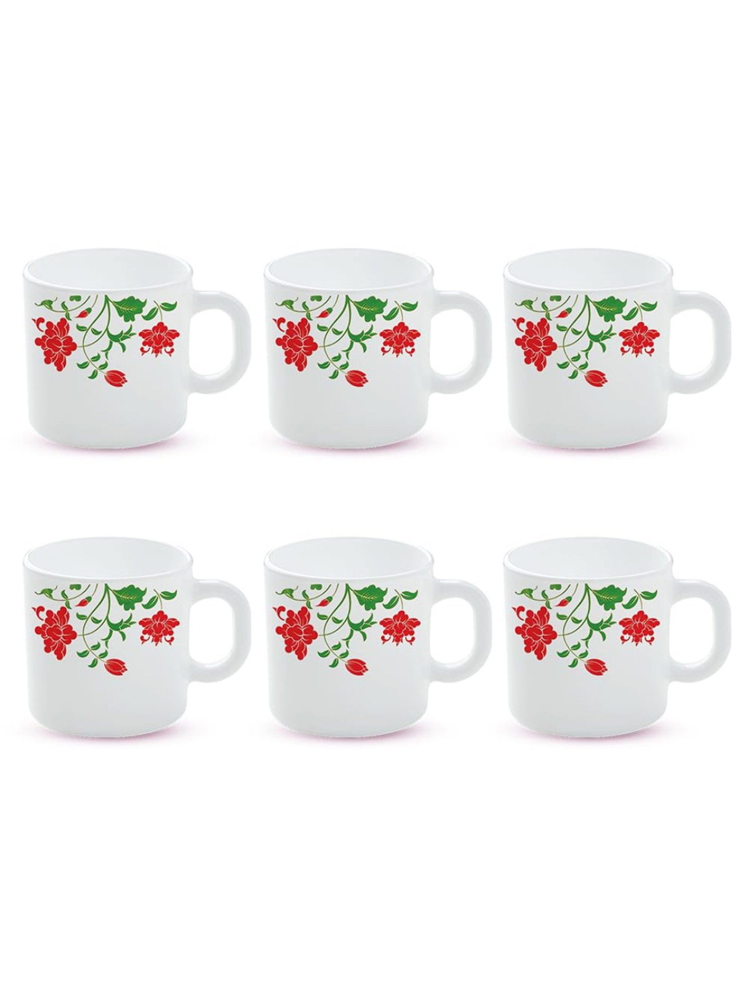Larah by Borosil Multicolor Ceramic Tea & Coffee Mug - Set fo 6 180ml