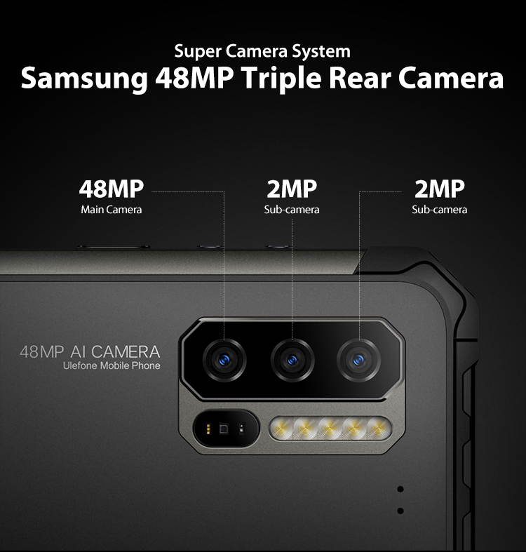 Ulefone Armor 7 Rugged Cell Phones Unlocked, 8GB+128GB Octa-Core Android 9.0 IP68 Waterproof Smartphone, 48MP Triple Rear Camera 6.3" FHD+ Screen 5500mAh Battery Dual SIM 4G LTE