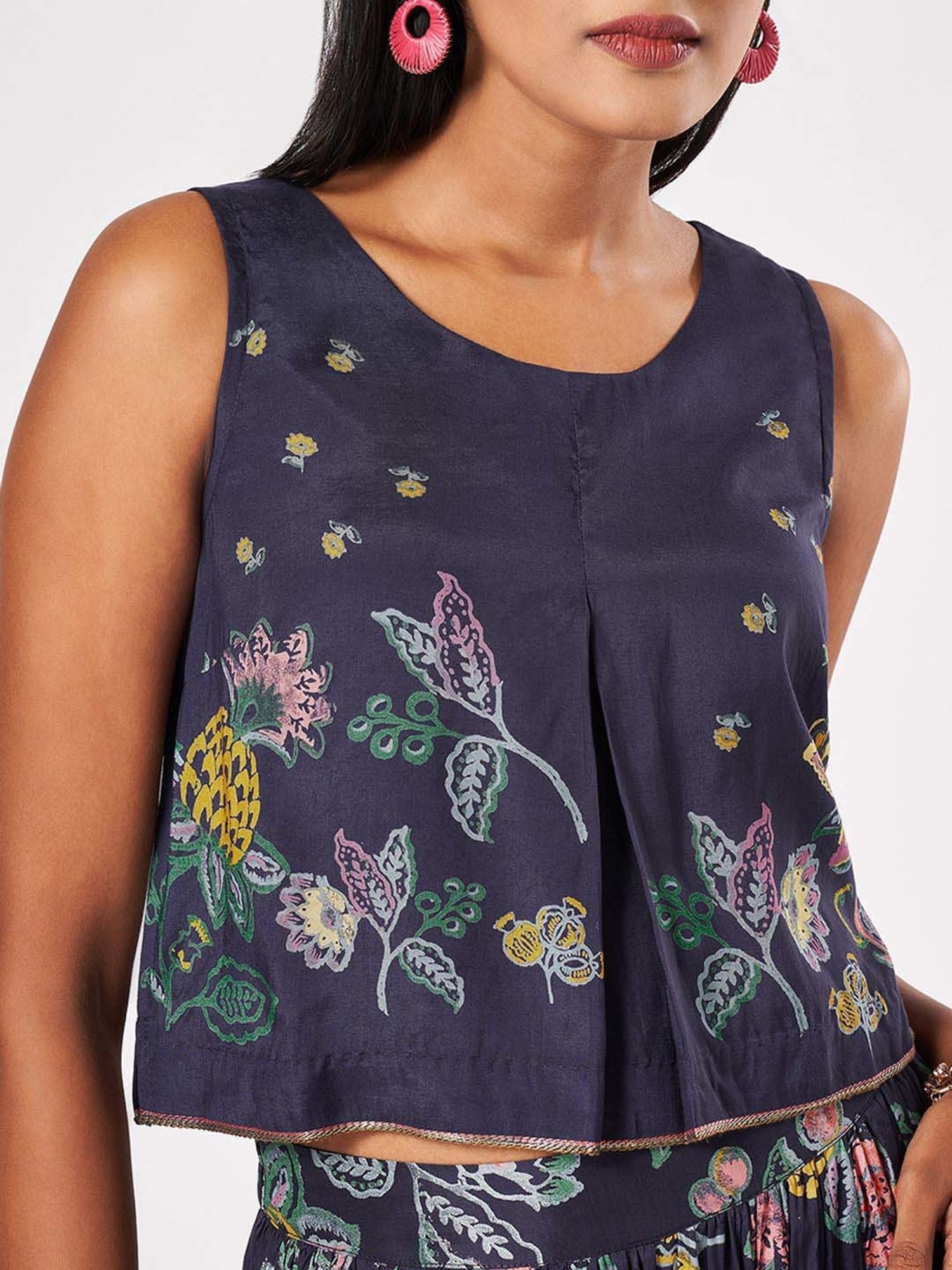 Marigold Lane Navy Printed Top Palazzo Set