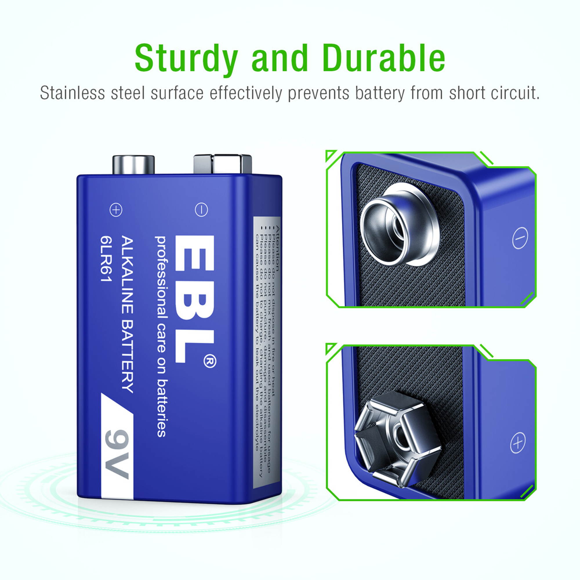 EBL 8 pack 9 Volt 6LR61 Battery Alkaline 9V Batteries for Toy Camera