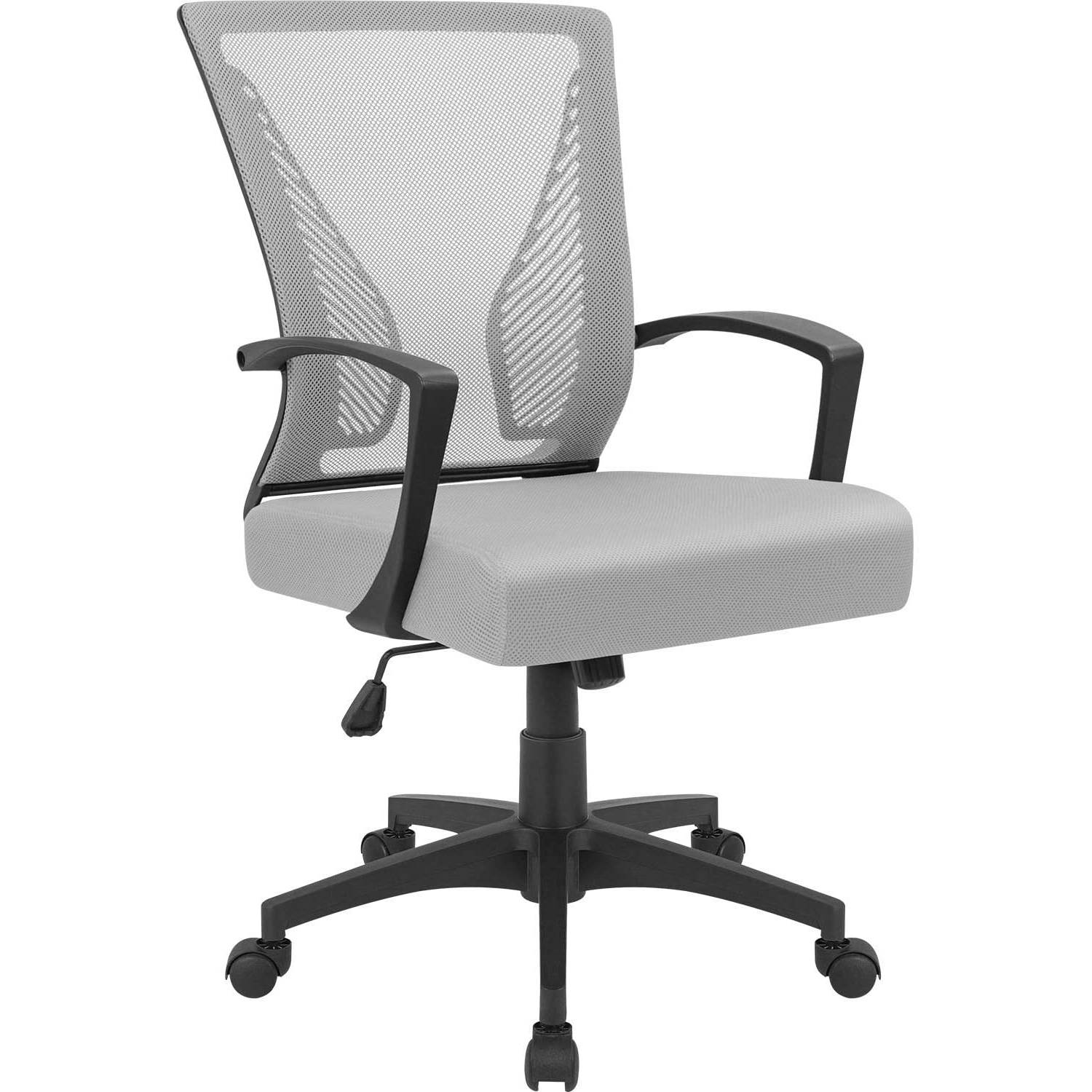 Furmax Office Chair Mid Back Swivel Lumbar Support Computer Ergonomic Mesh Chair with Armrest (Black)