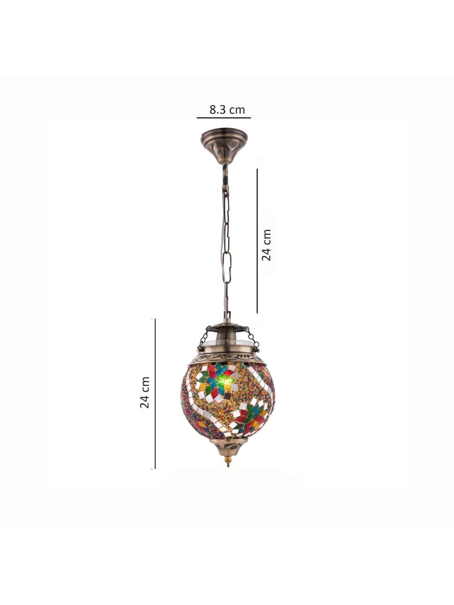 Homesake Antique Turkish Multicolor Metal Pendant Light - Set of 1 (Bulb not included)