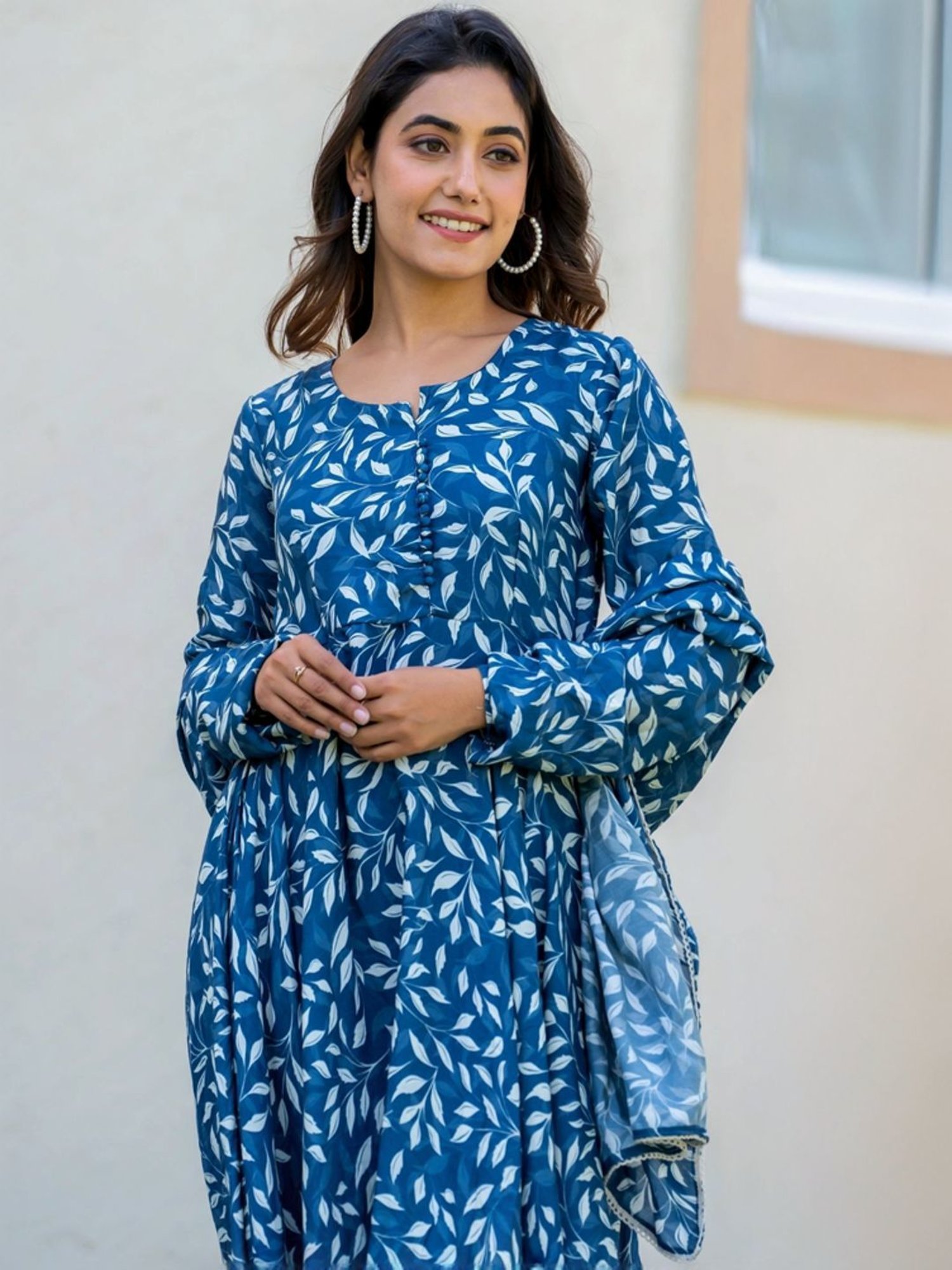 HOUSE OF JAMOTI Blue Printed Kurta Pant Set With Dupatta