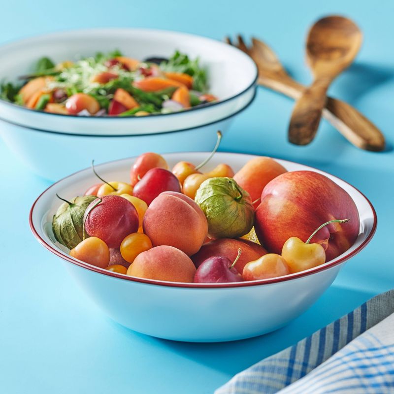 Corelle 64oz Glass Striped Serving Bowl Black