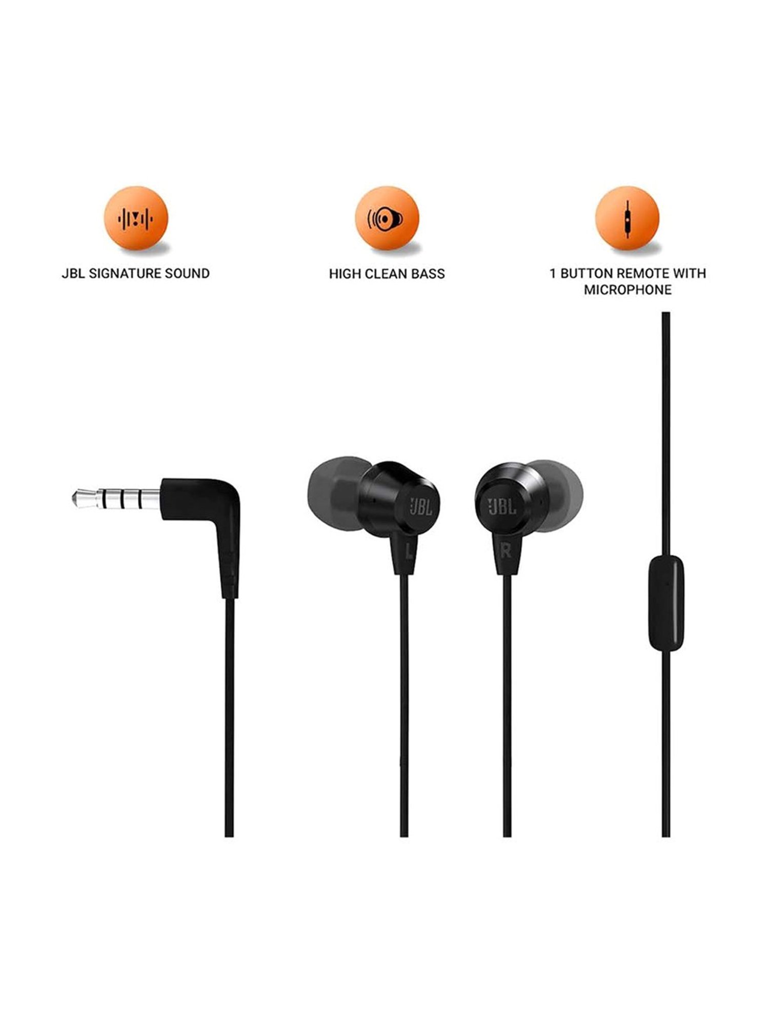 Jbl C50Hi In-Ear Wired Earphones With Mic (Black)