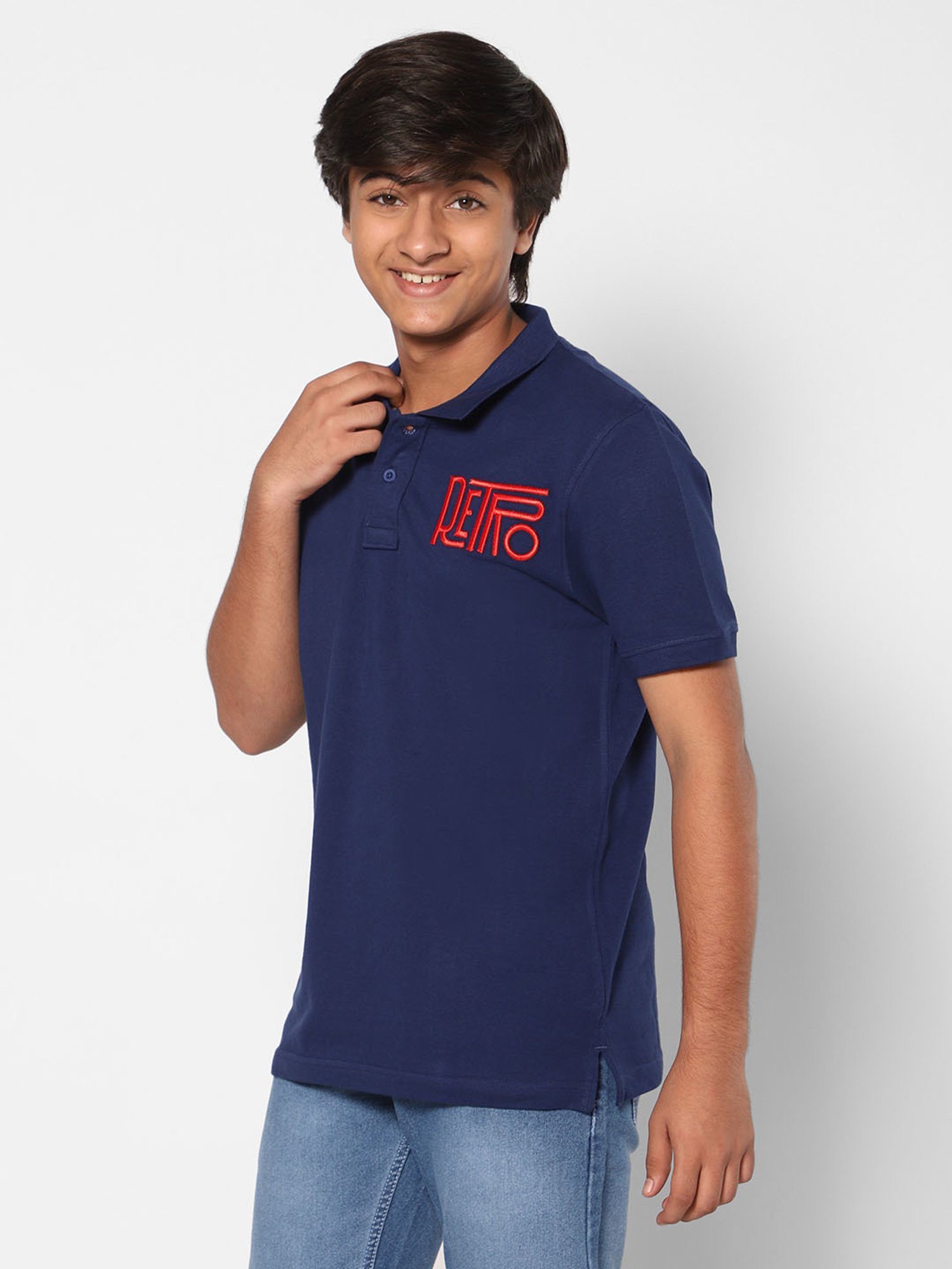 TeenTrums Boys Navy Embroidered Polo T-Shirt