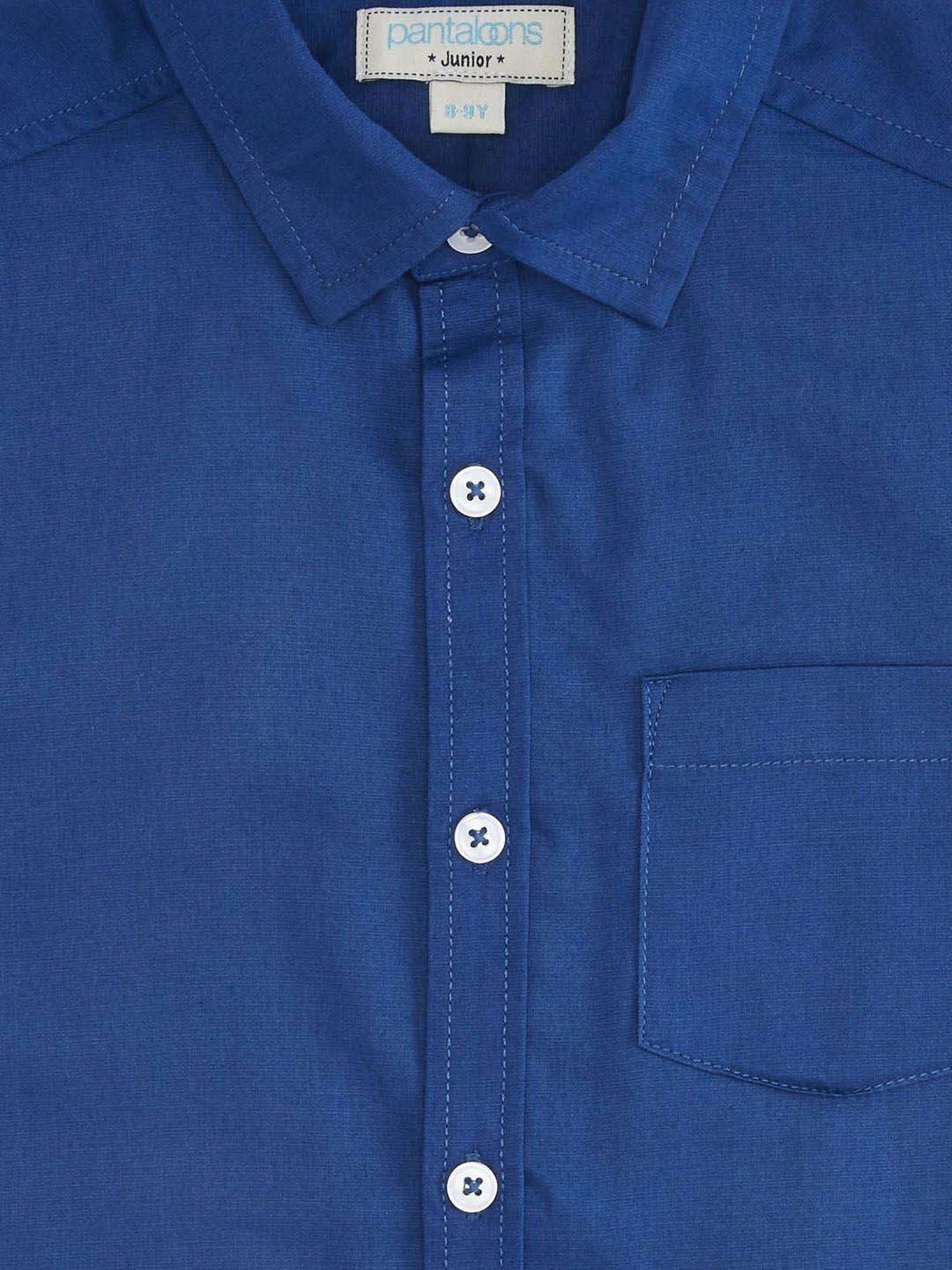 Pantaloons Junior Navy Cotton Regular Fit Shirt