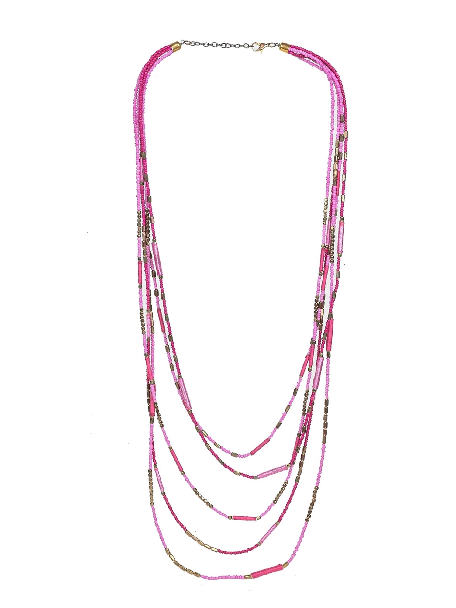 Imli Street Pink Long Beaded Handcrafted Necklace