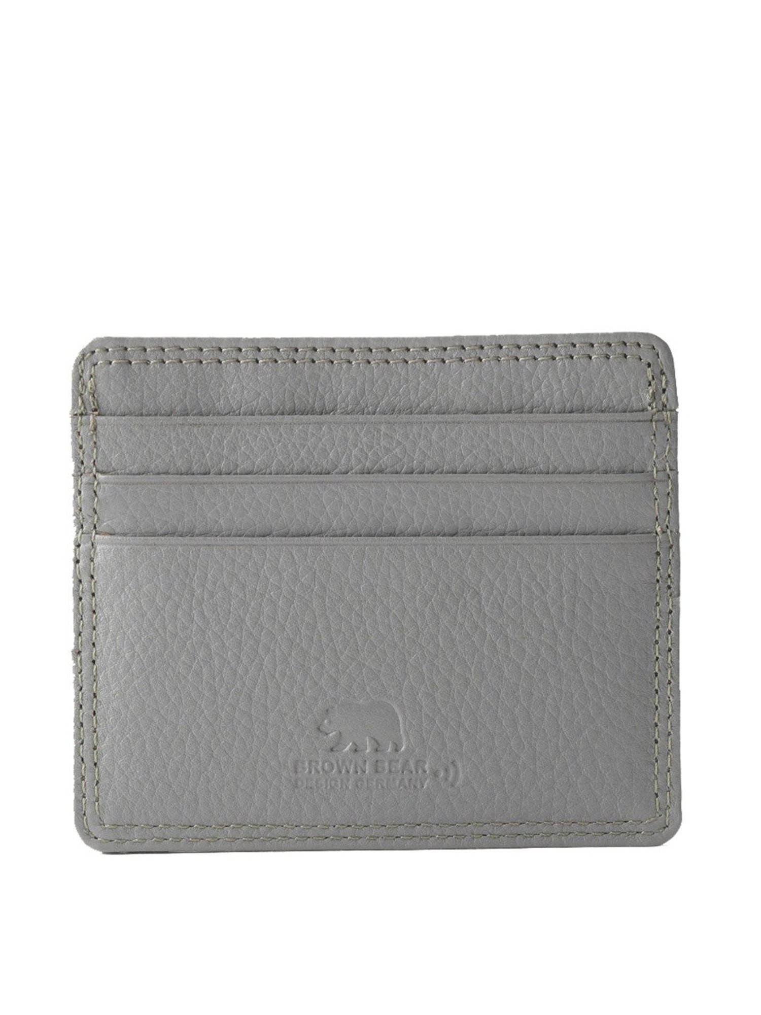 Brown Bear Grey Casual Leather Rfid Card Holder for Men